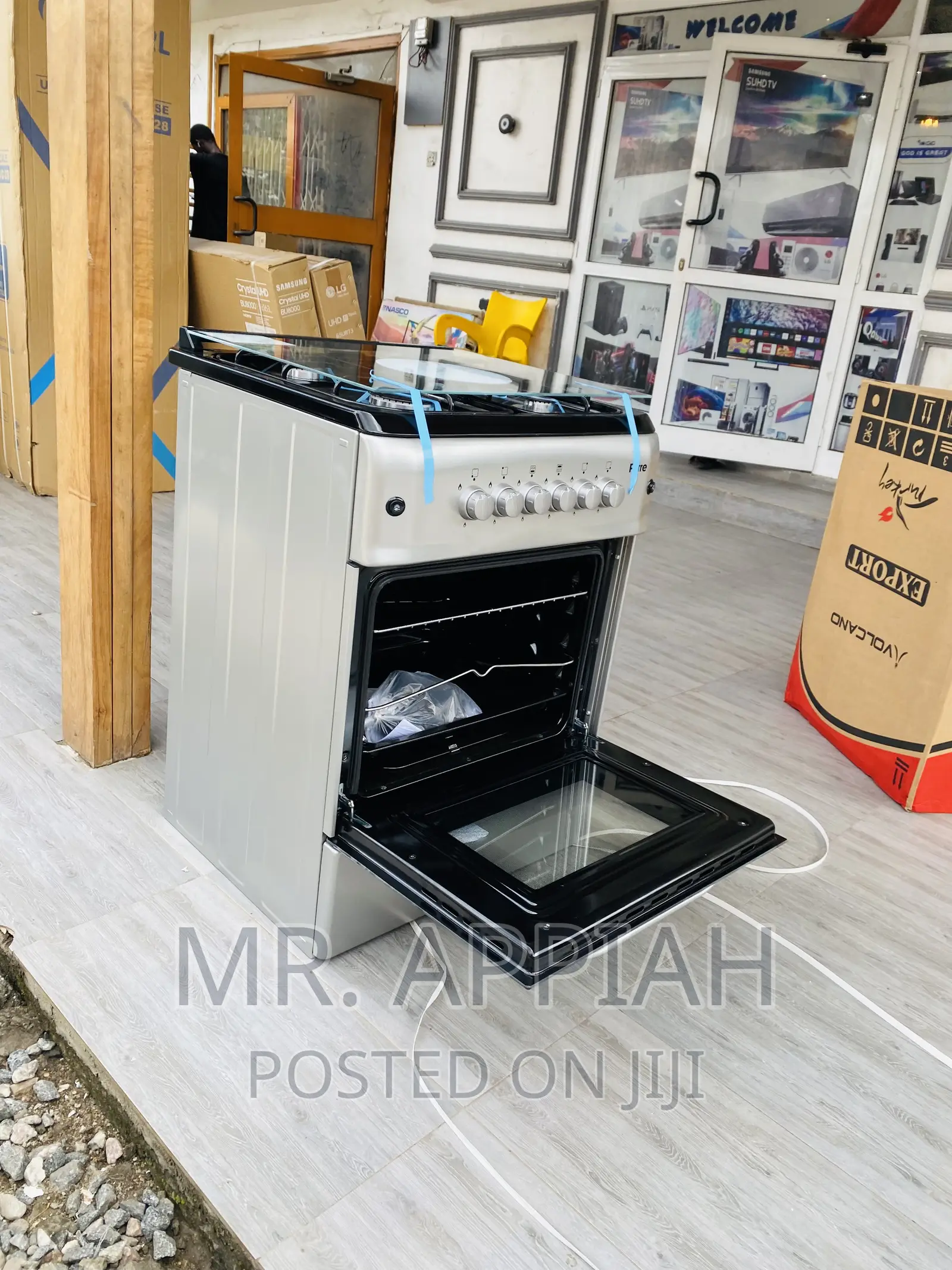 Durable Ferre 60x60 Oven and Grill 4 Gas Burner(Gray).