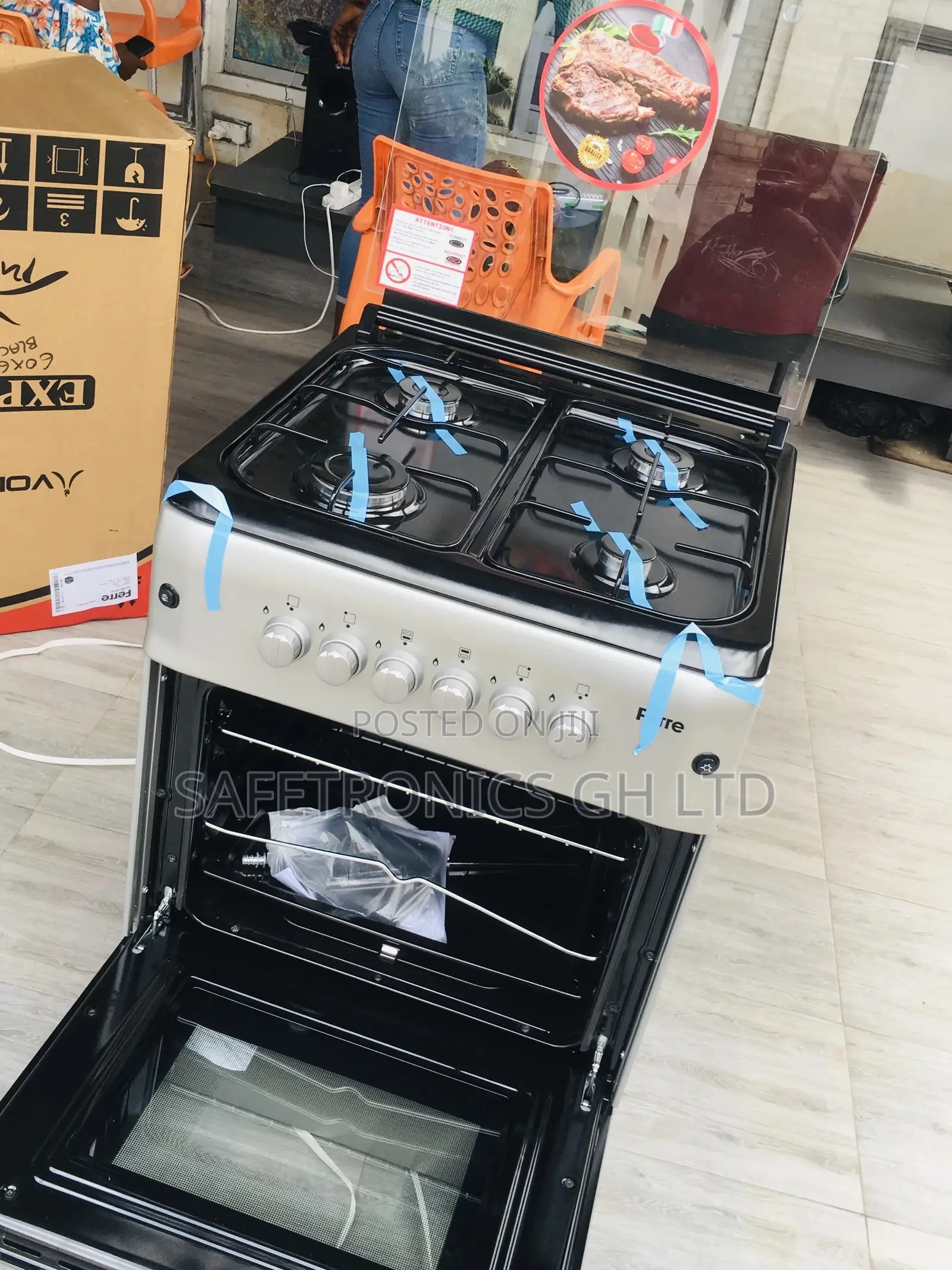 Electric 4 Gas Cooker Oven With Grill 60x60 Ferre Gray