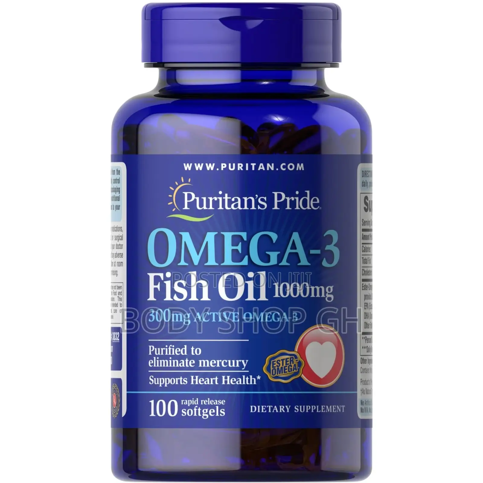 Puritans Pride OMEGA 3 Fish Oil [ 1000 MG , 100 Softgels]