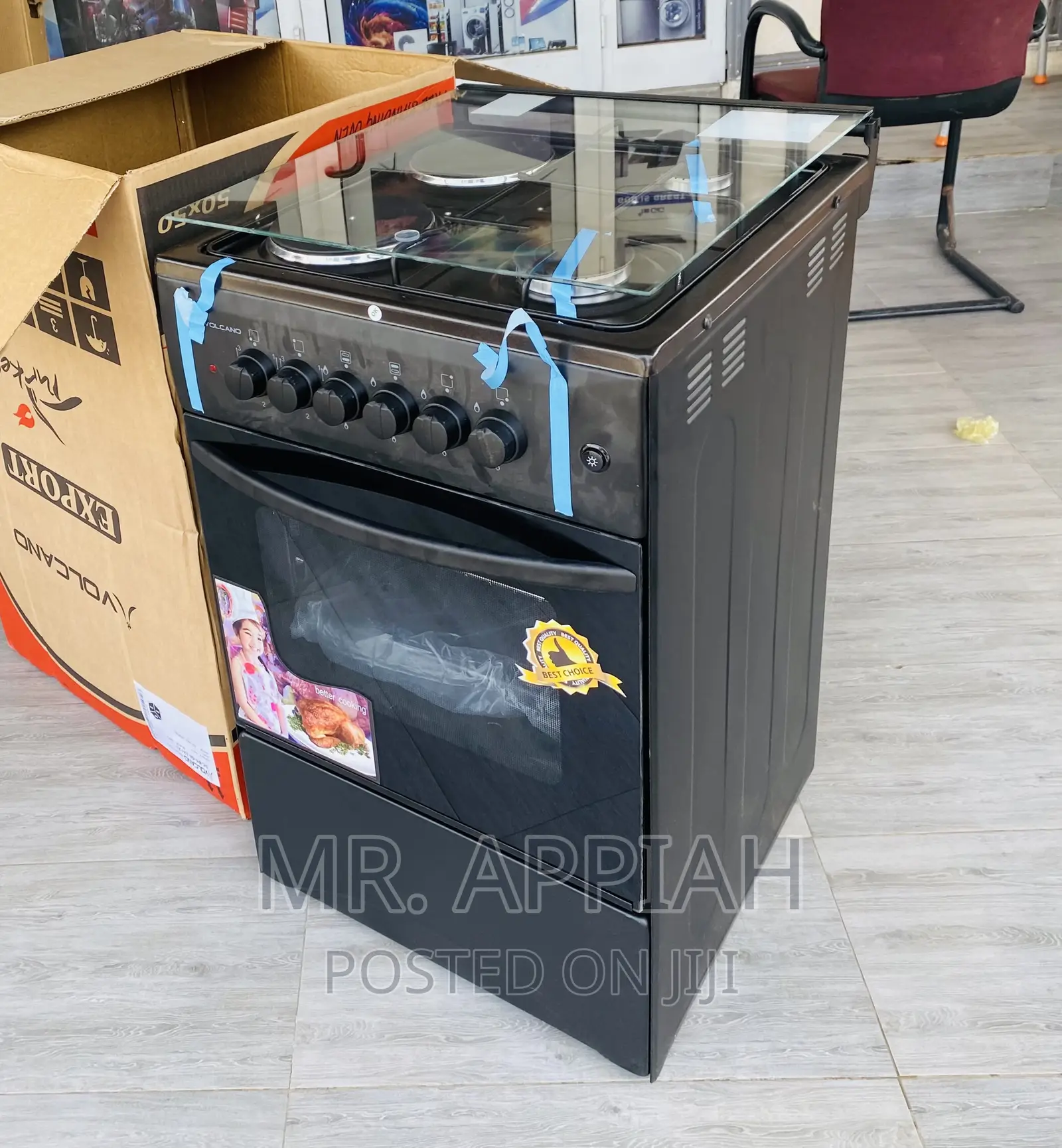 Basic Black Volcano 50x50 2 Electric + 2 Gas Burner + Oven.