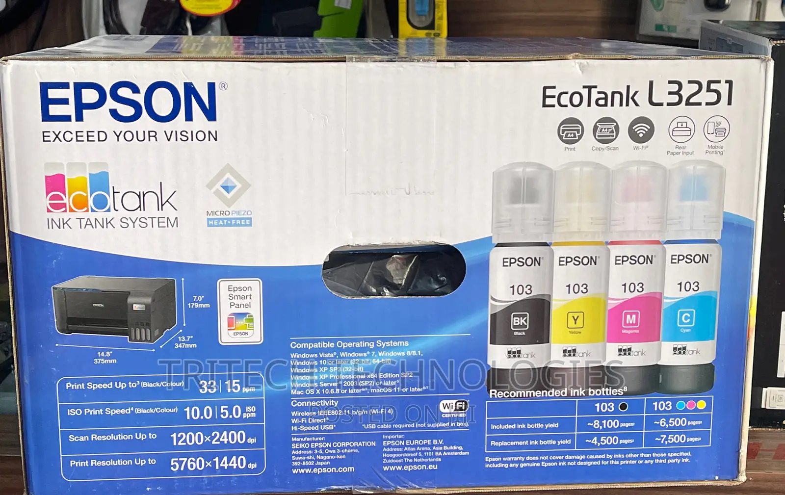 Epson Ecotank L3251 A4 Wi-Fi All-in-One Ink Tank Printer