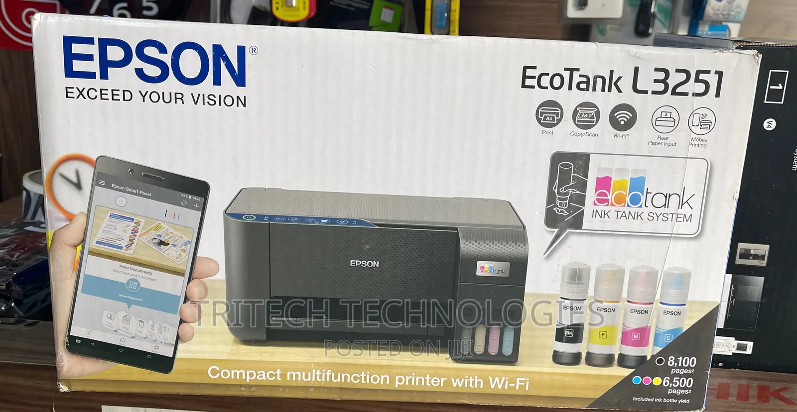 Epson Ecotank L3251 A4 Wi-Fi All-in-One Ink Tank Printer