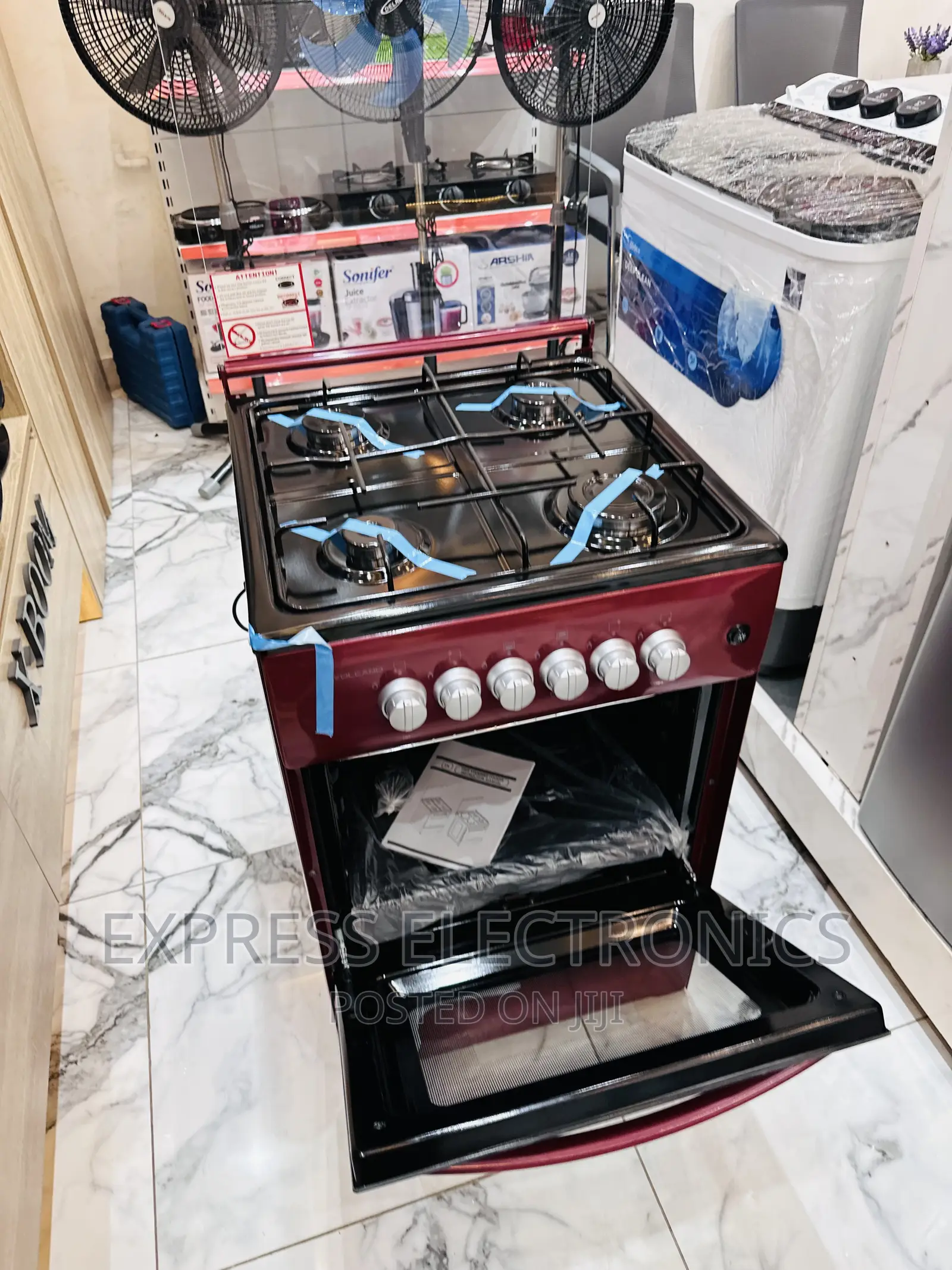 Freestanding Cooker Red Volcano 50/50!4burner Oven