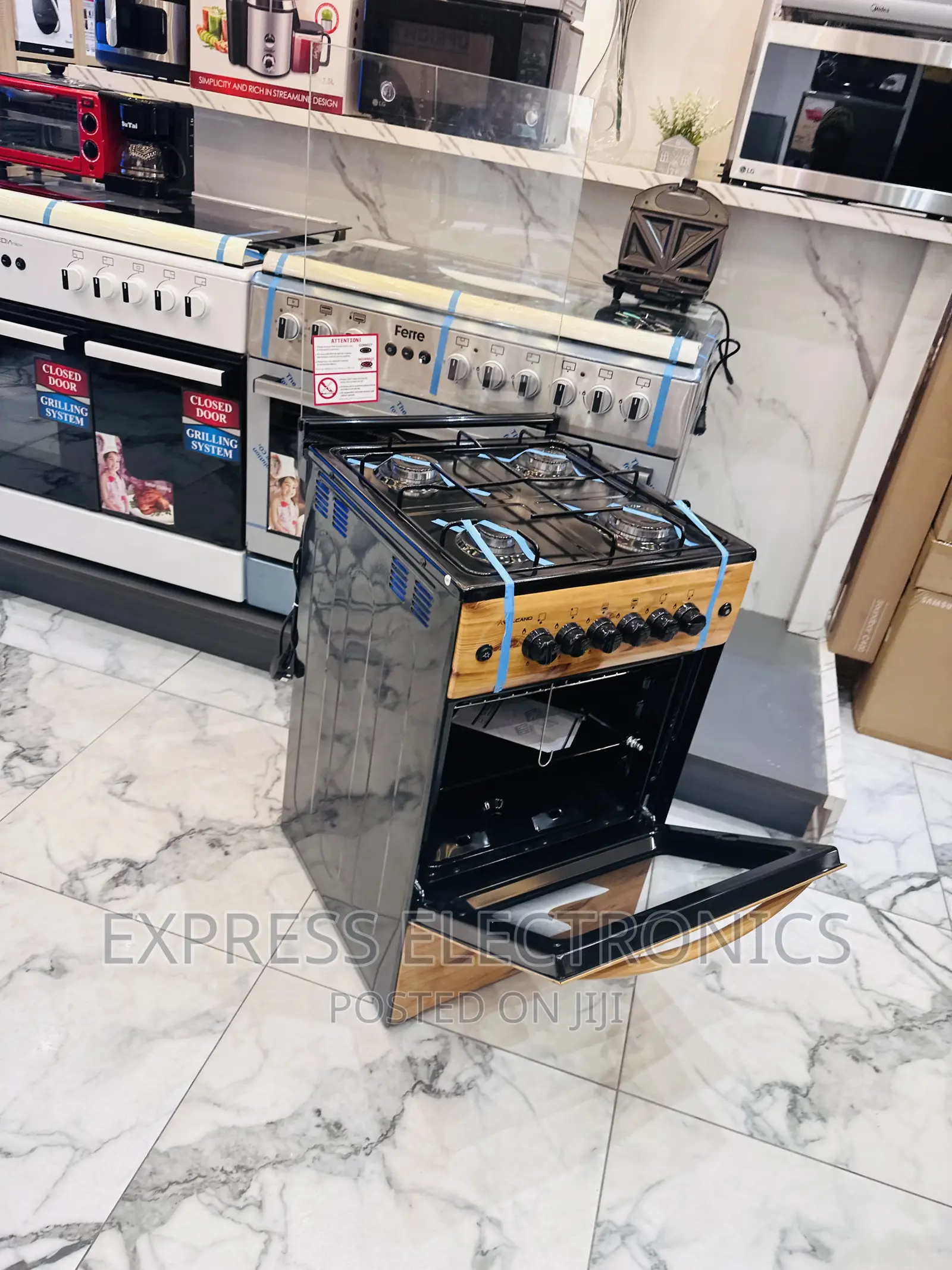 Look  Stylish Gas Cooker Oven 4burner Wooden