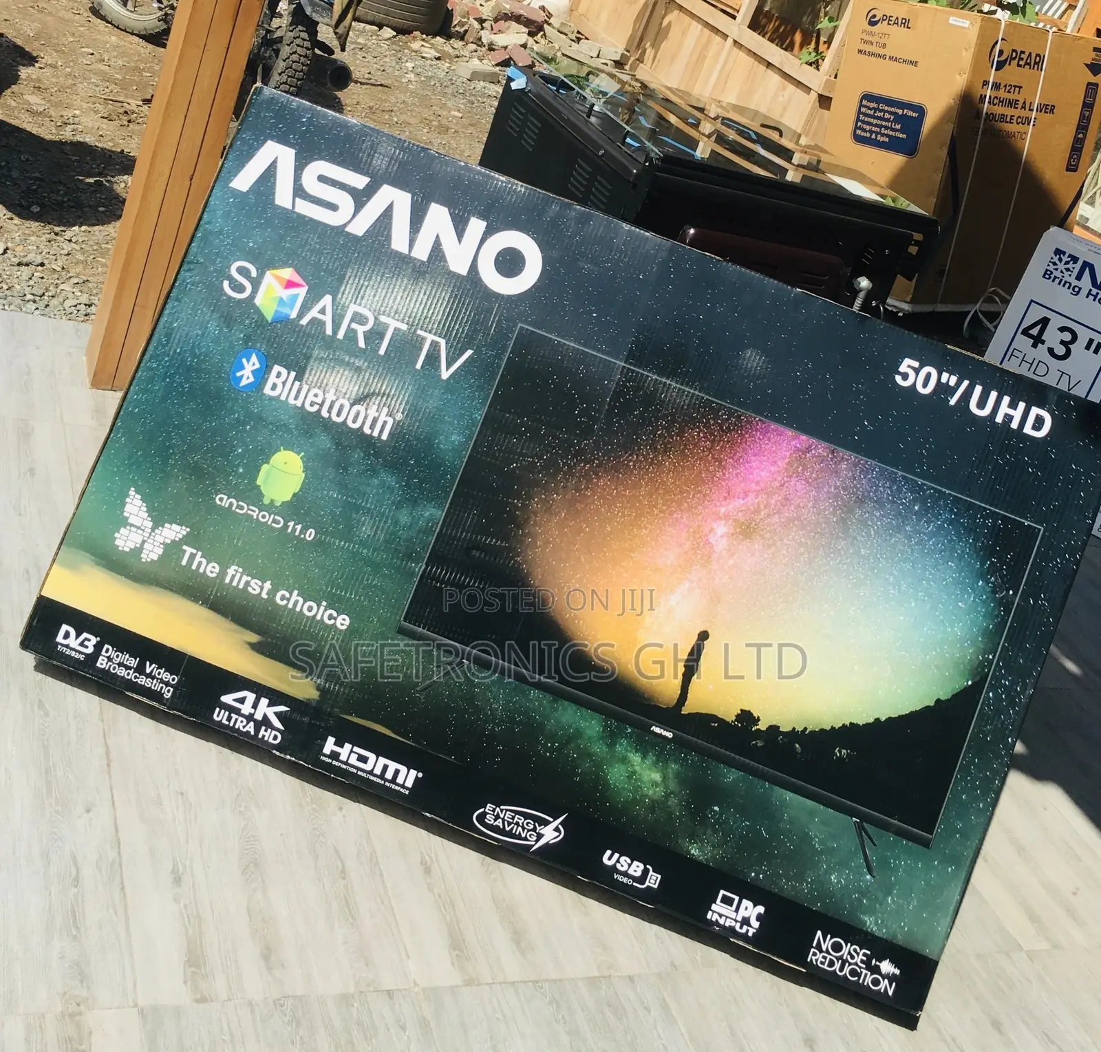LED Black Electric 50 Inches Asano Glossy UHD Smart Tv