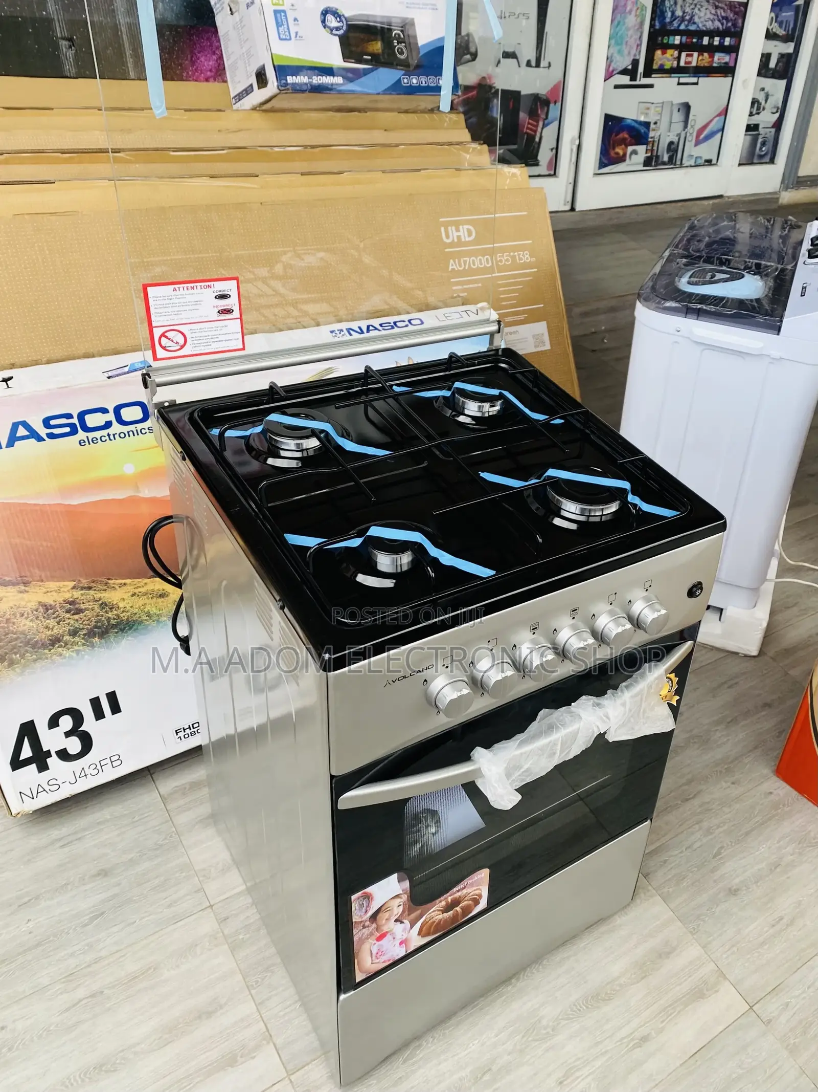 Free Standing Volcano 50x50 4 Gas Burner + Oven(Gray)