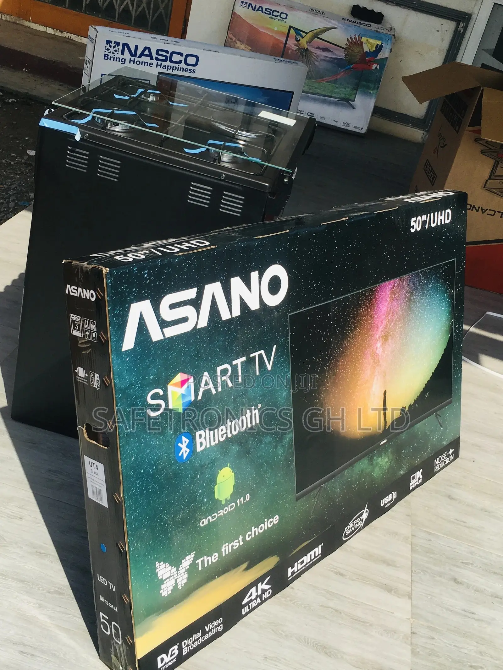 Black UHD Smart 50 Inches Asano Glossy LED Electric Tv