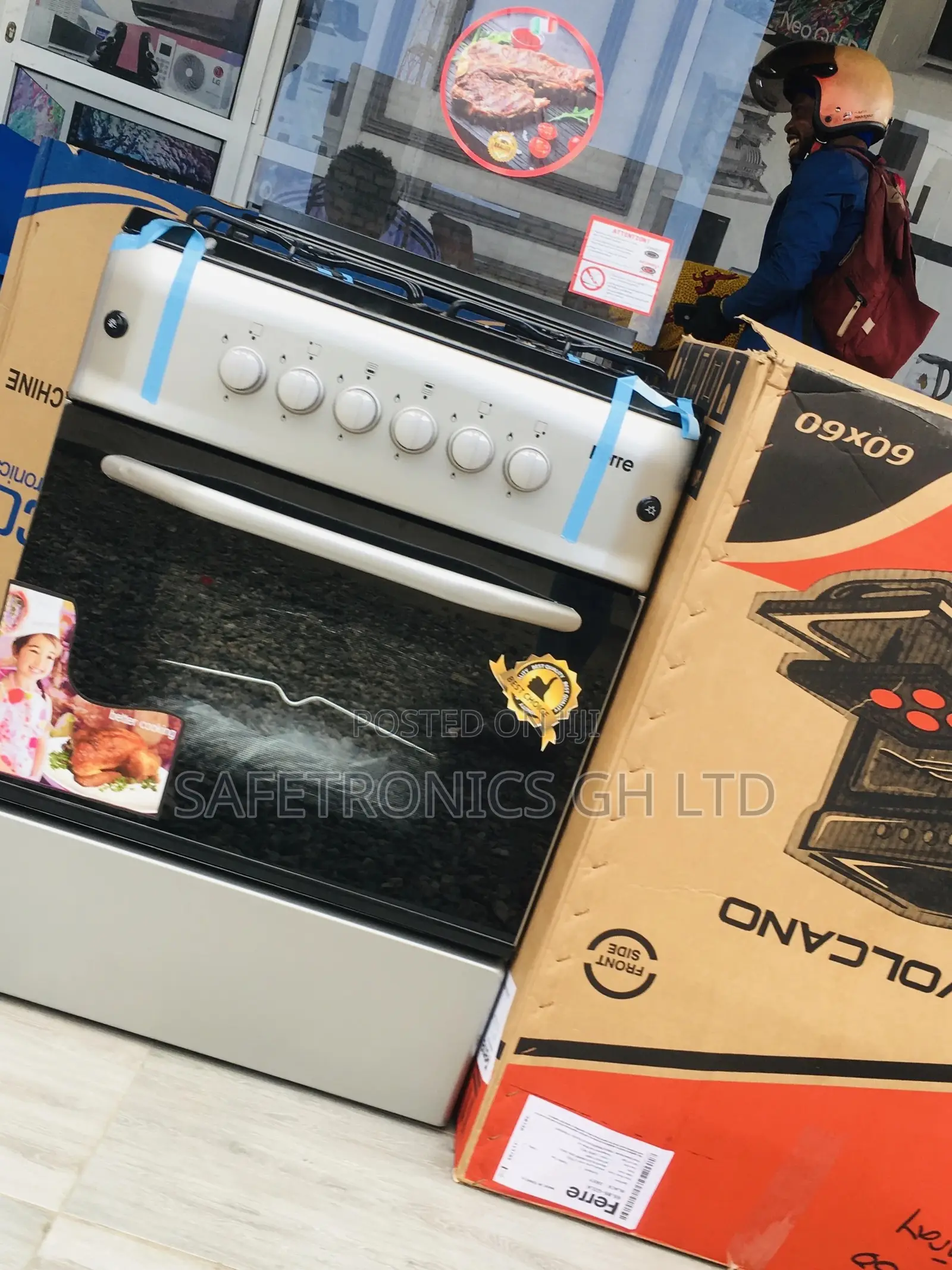 Ferre 60x60 Oven With Grill 4 Gas Cooker Sliver