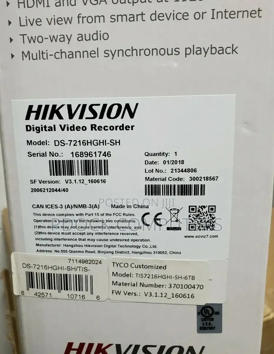 Hikvision 16 Channel DVR Ds-7616ni-/16p Embedded Plug