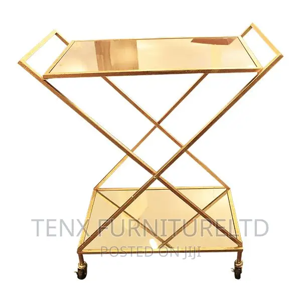 Bar Trolley 2tier Silv+Gold Foiled+Metal
