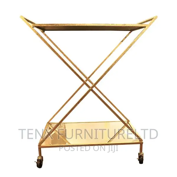 Bar Trolley 2tier Silv+Gold Foiled+Metal
