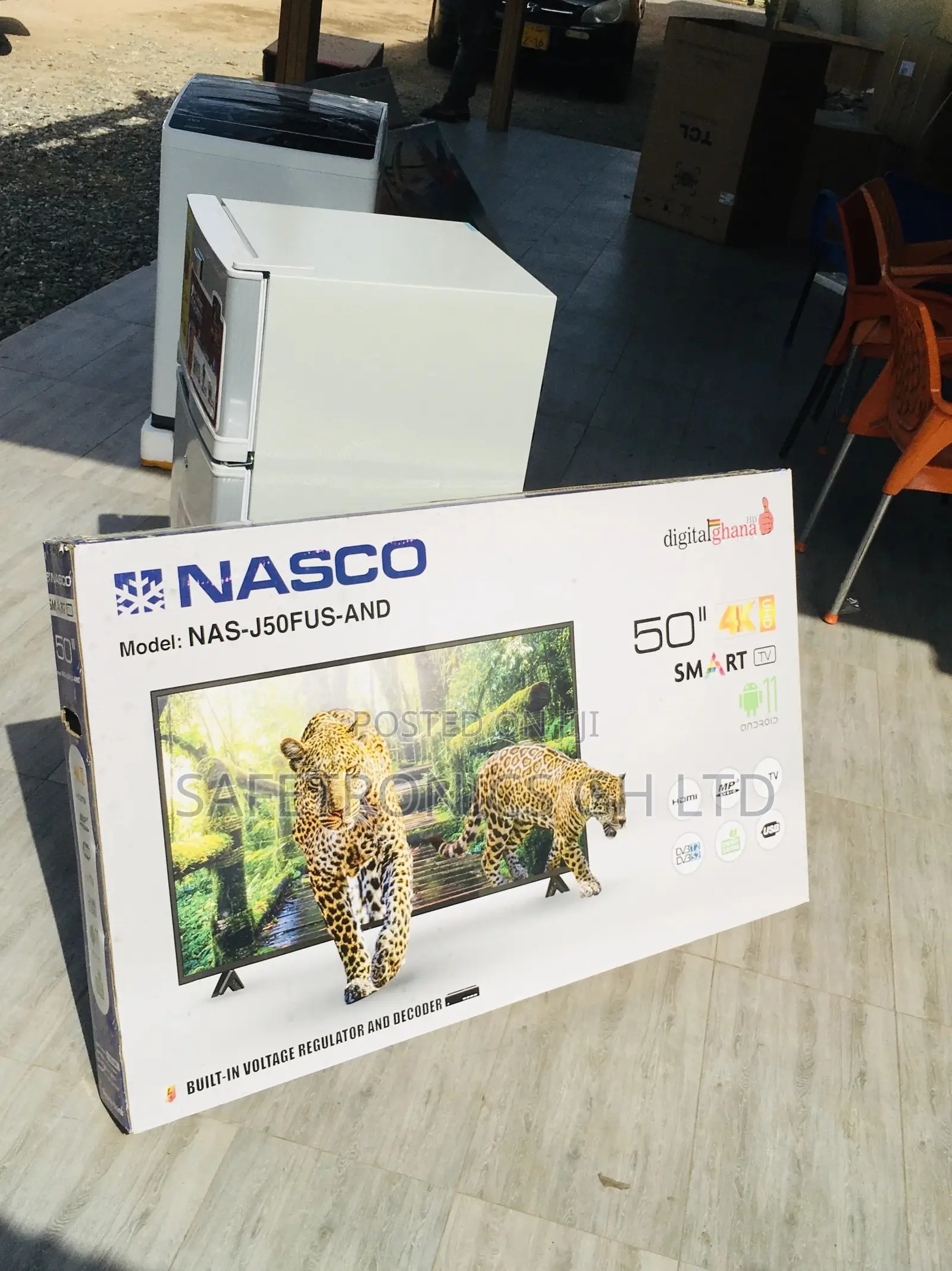 Black Nasco Smart 50 Inches Glossy LED Electric Tv