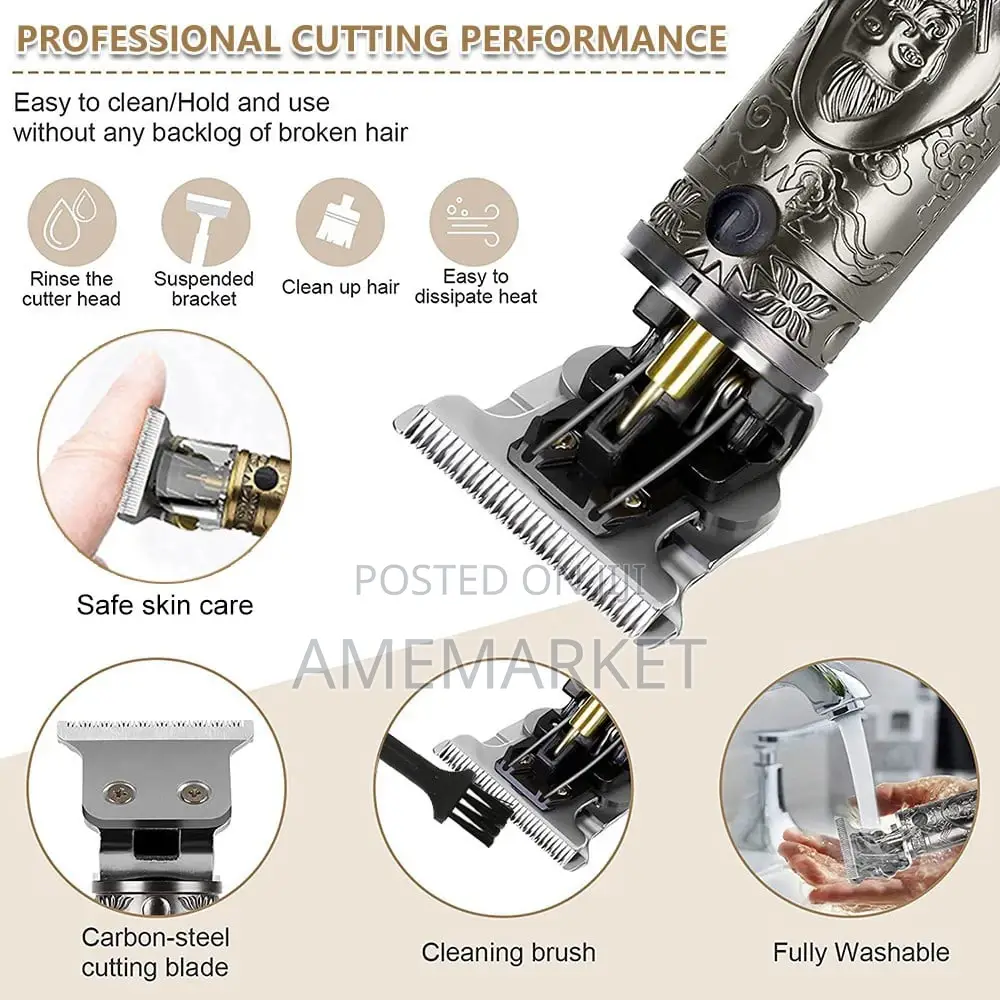 Rechargeable Metal Vintage Hair Clipper T-Shaped Baldhead