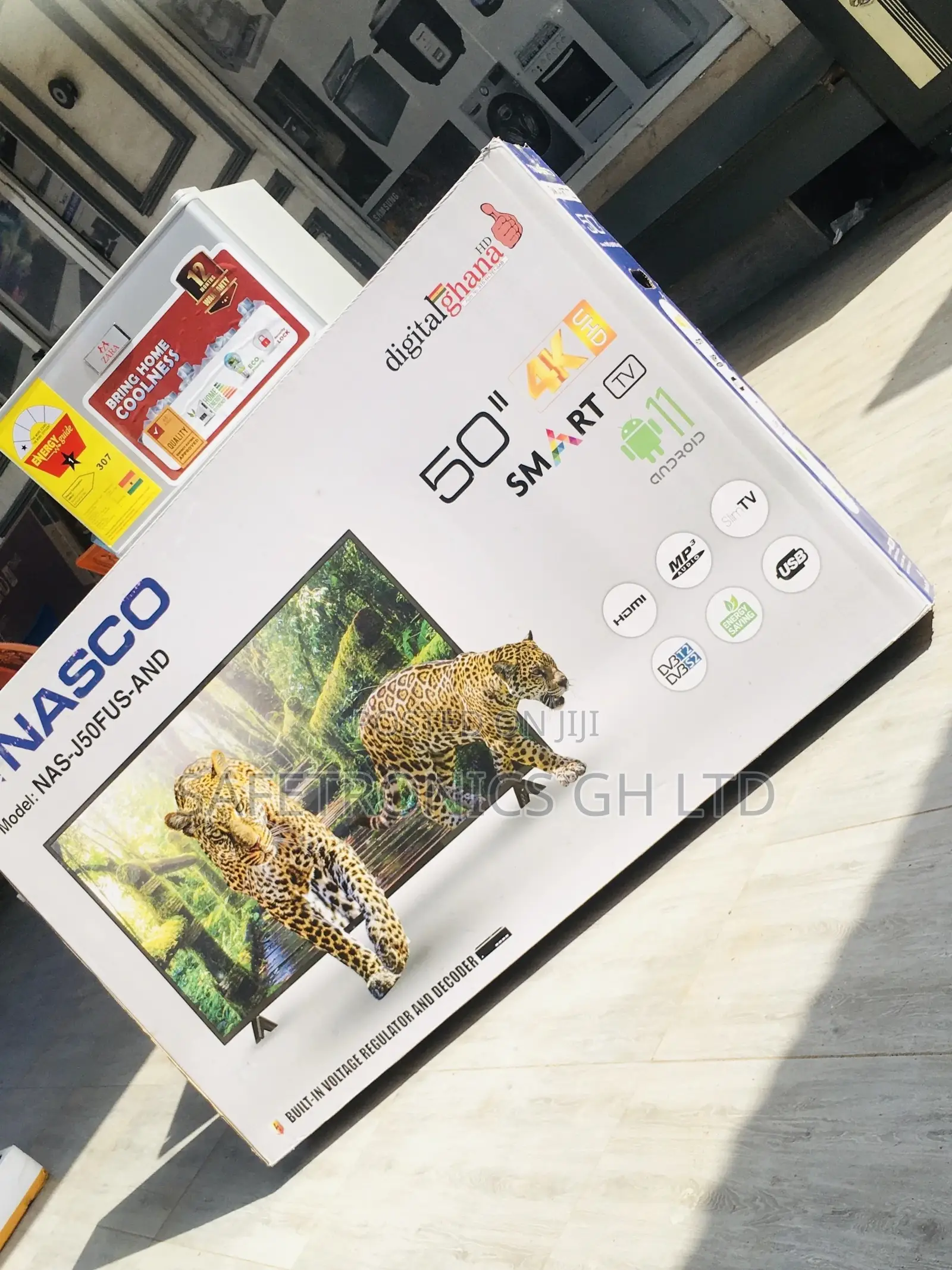 Nasco 50 Inches Glossy LED Smart Black Electric Tv