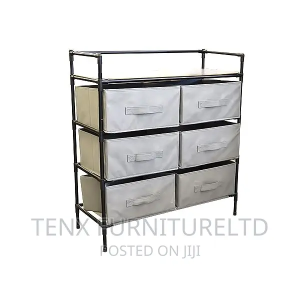 Wardrobe Cabinet (6 Drawers) With Metal Leg (Non-woven)Gray