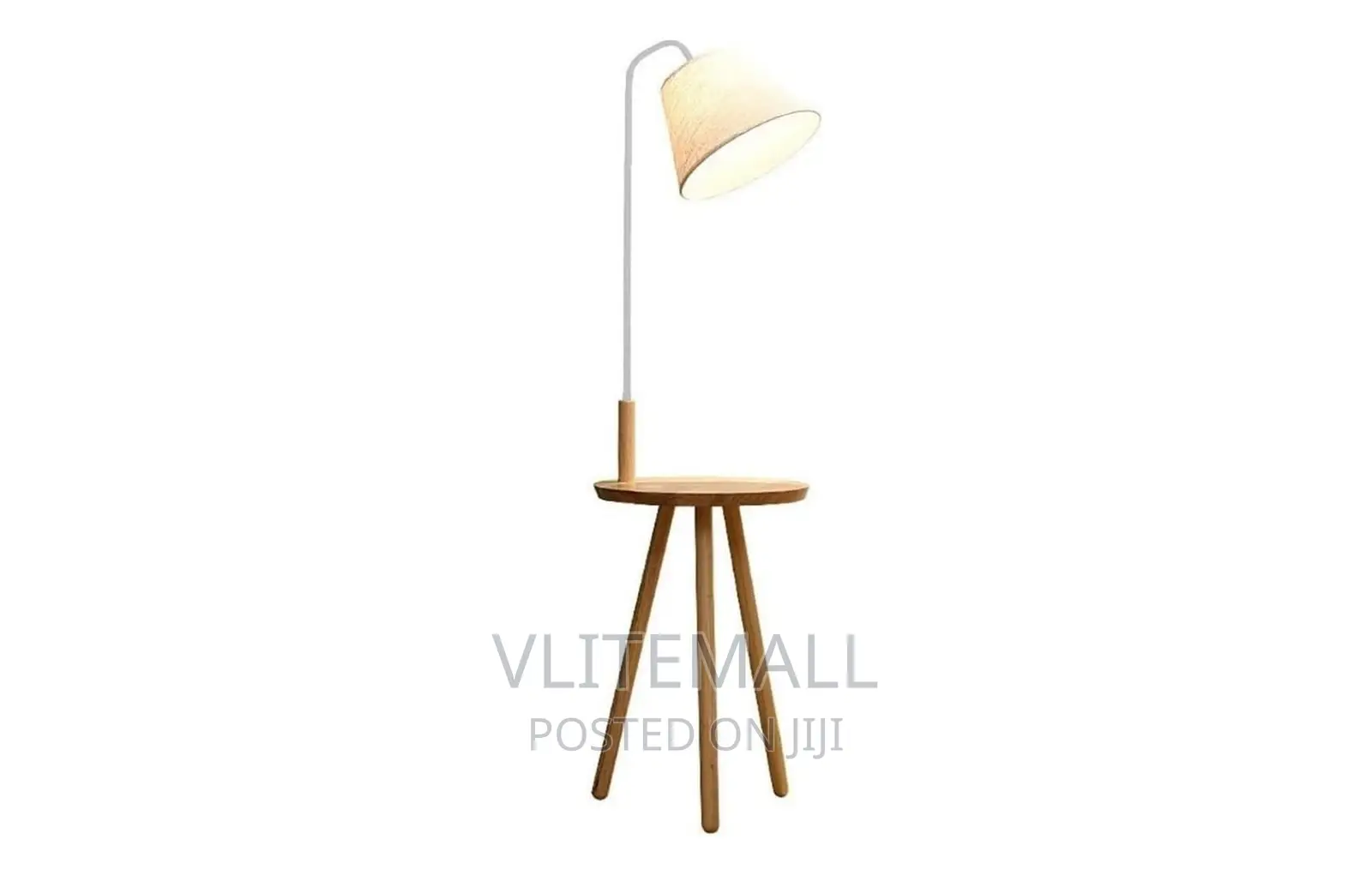Wooden Tripod Base and Fabric Lampshade (PL-16)