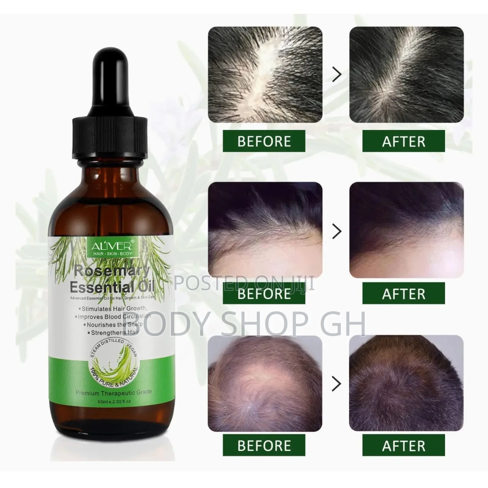 Pure Organic Rosemary Essential Oil for Hair Growth + Edges