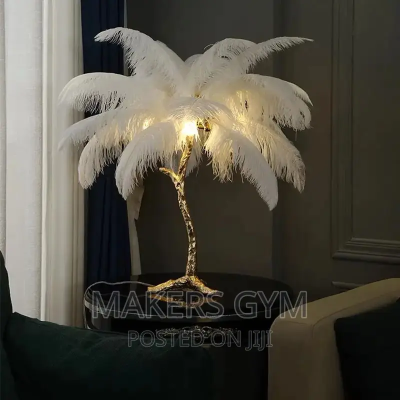 Ostrich Feather Shade Table Lamp
