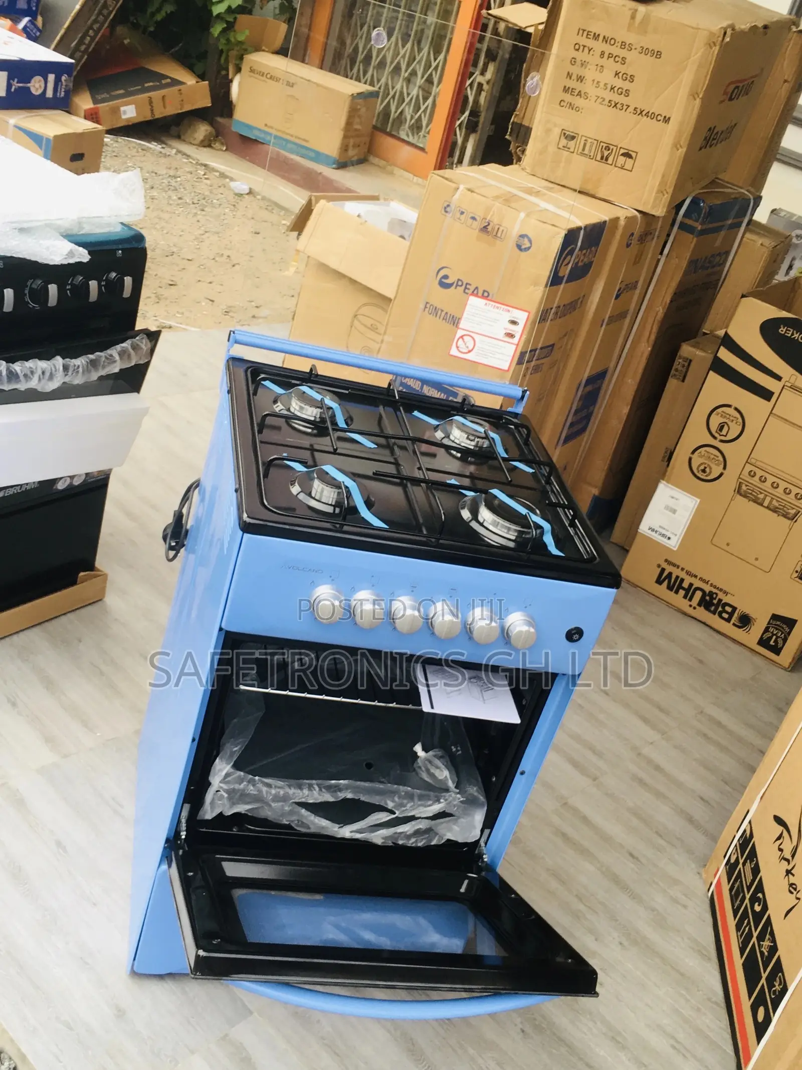 4 Gas Oven With Grill Blue Volcano Glass Lid 50x50