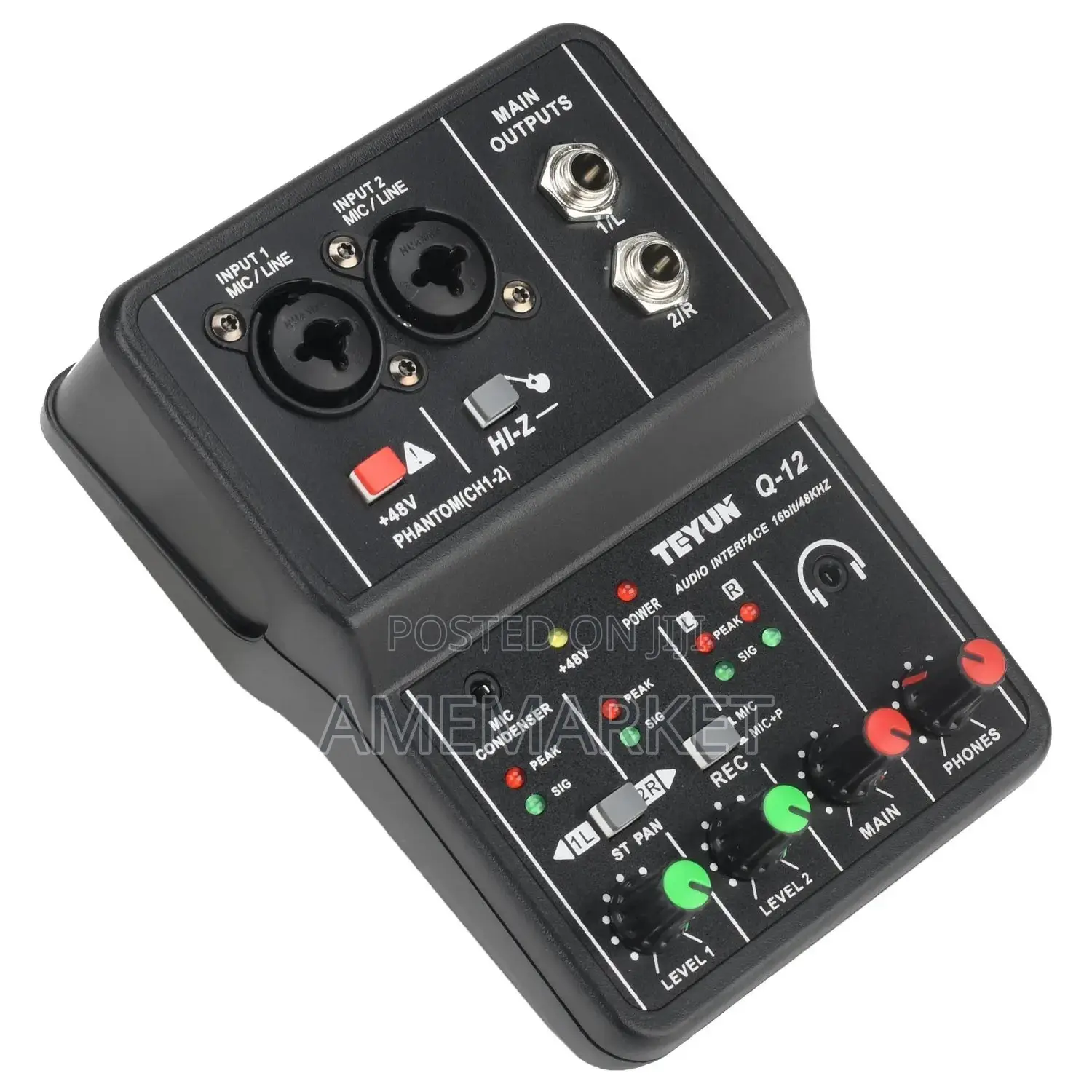 Audio Interface Guitar Studio Teyun Q-12 Record Sound Card Mixer