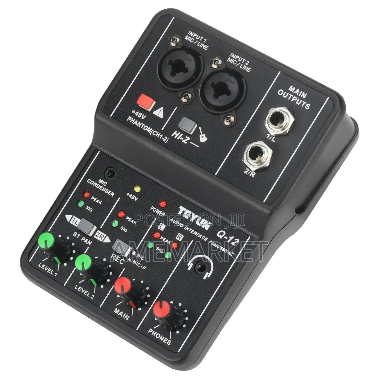 Audio Interface Guitar Studio Teyun Q-12 Record Sound Card Mixer