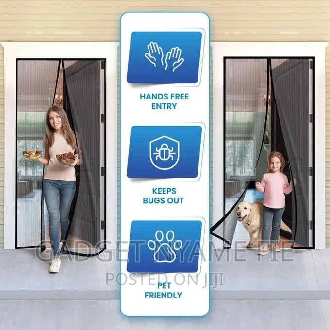 One-and-Half Door Magic Mesh Screen Nets With Magnets-Black