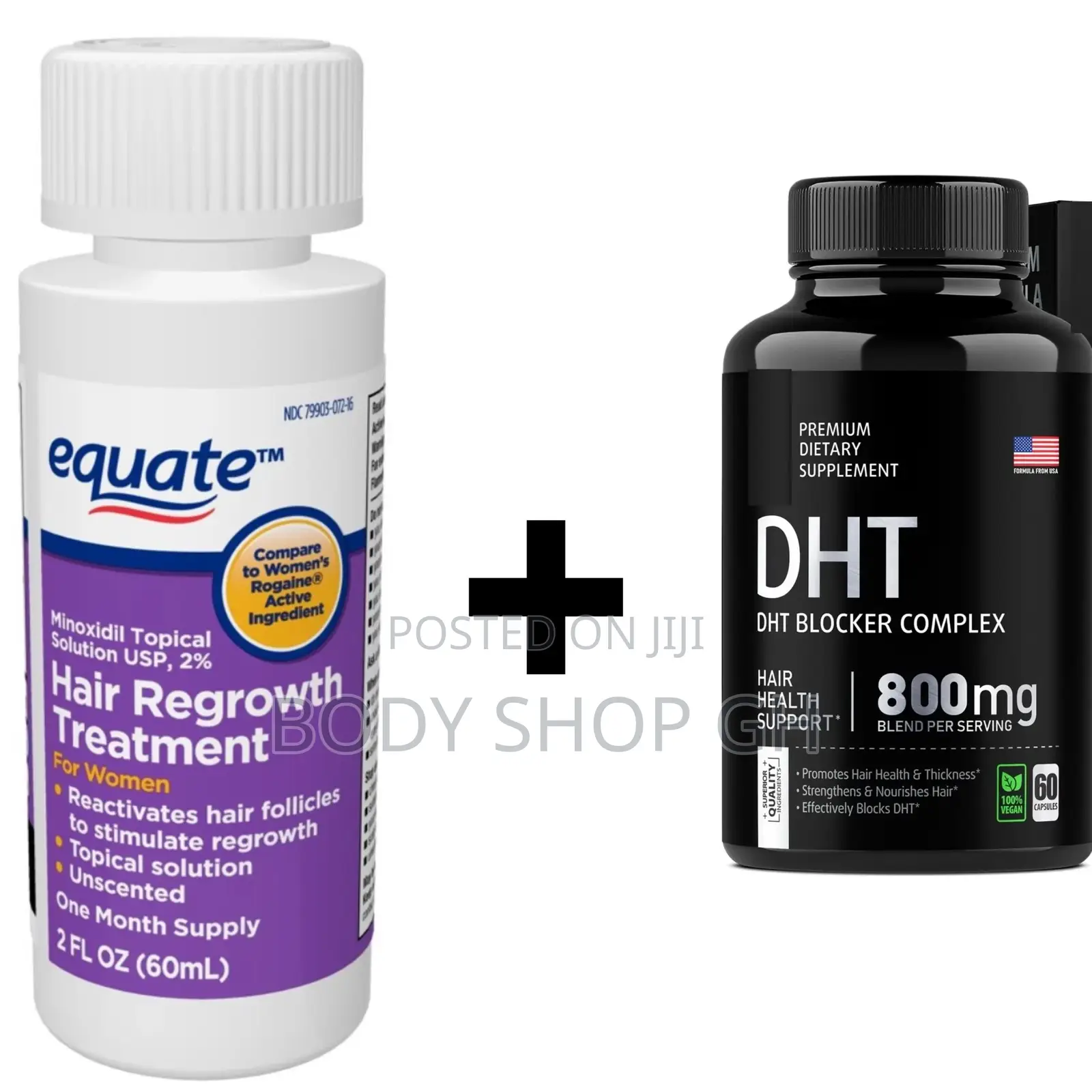 Women Hairloss Treatment Pack - Equate Minoxidil + DHT Block