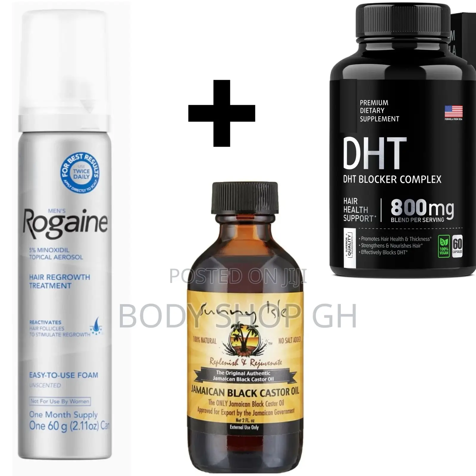 Baldness / Hairline Growth Pack - Rogaune + Castor Oil + DHT