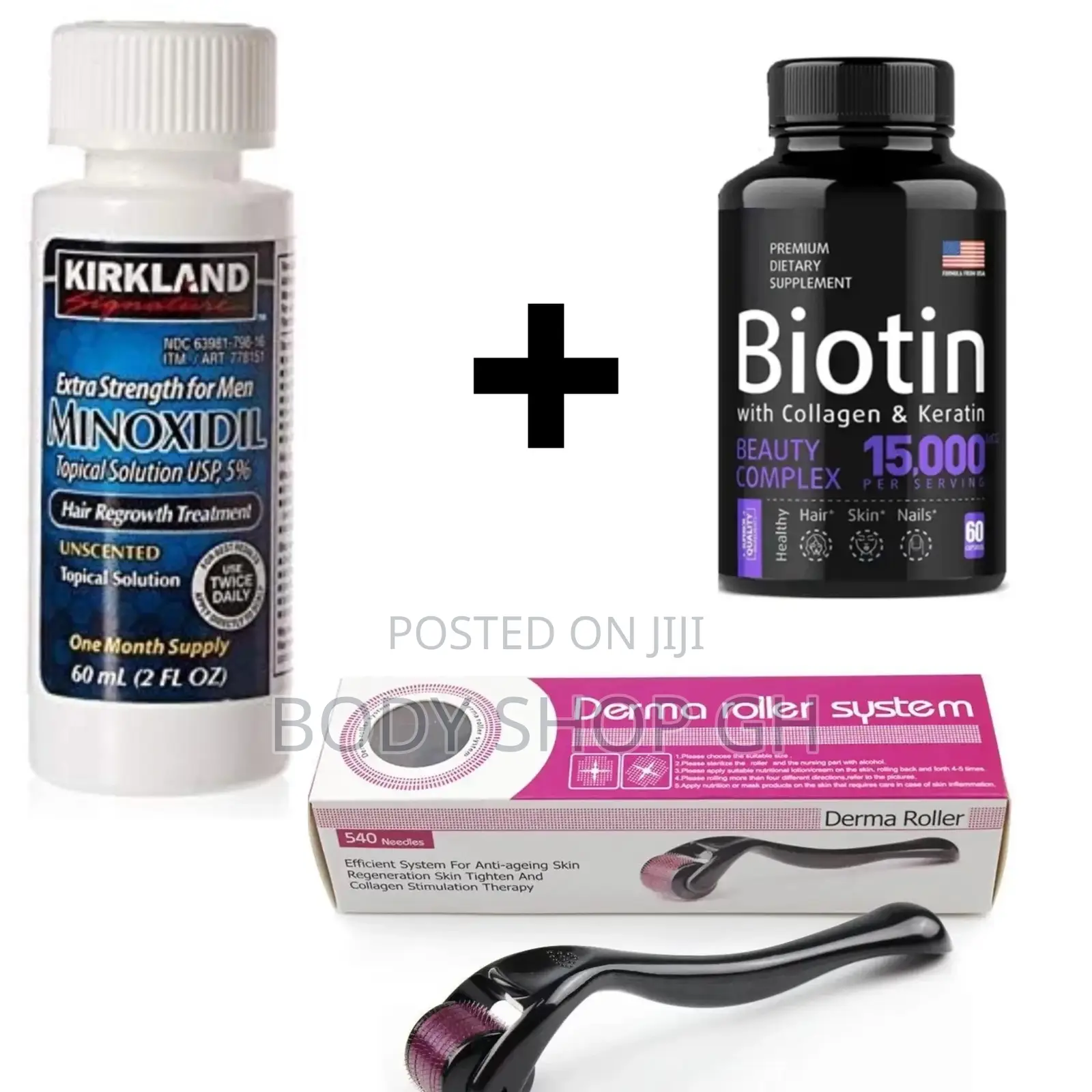 Beard Booster Combo Pack - [Minoxidil + Roller + Biotin ]