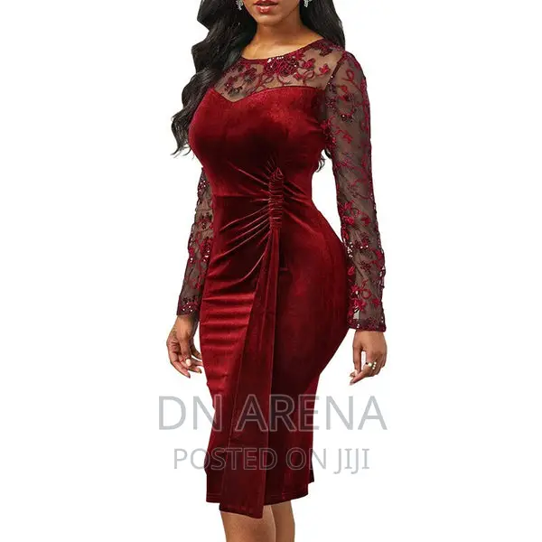 Velvet Bodycon Floral Midi Dress