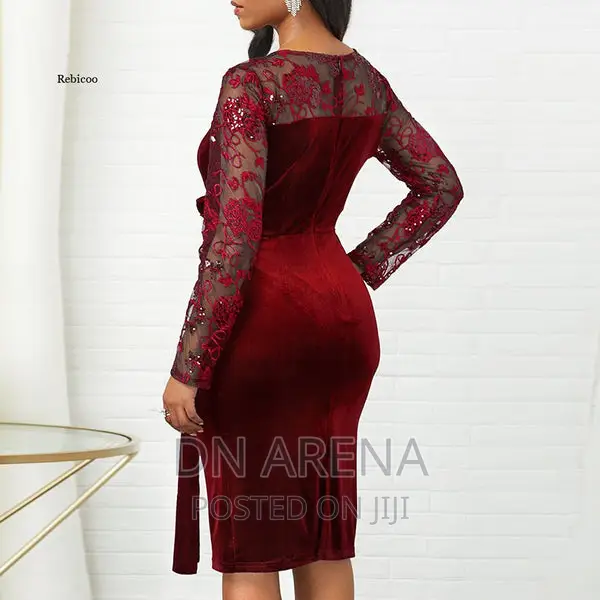 Velvet Bodycon Floral Midi Dress