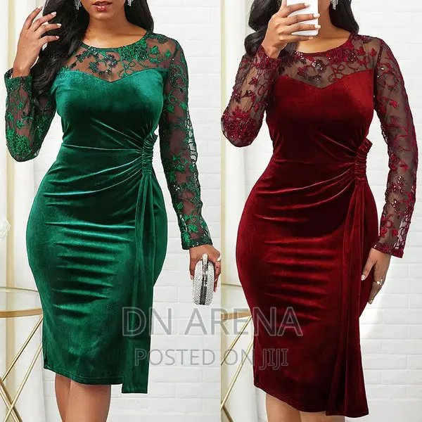 Velvet Bodycon Floral Midi Dress