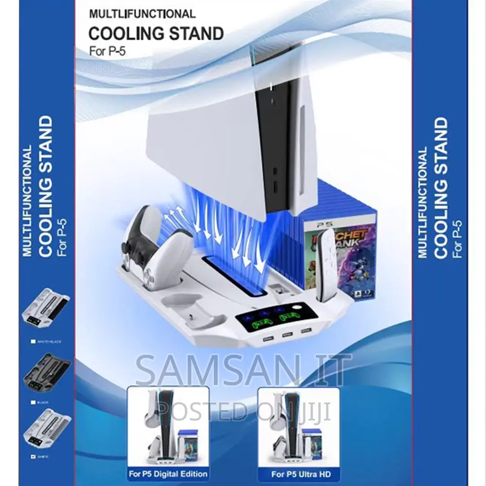 Universal Ps5 Cooling Stand With Charging Dock and Cd Stora
