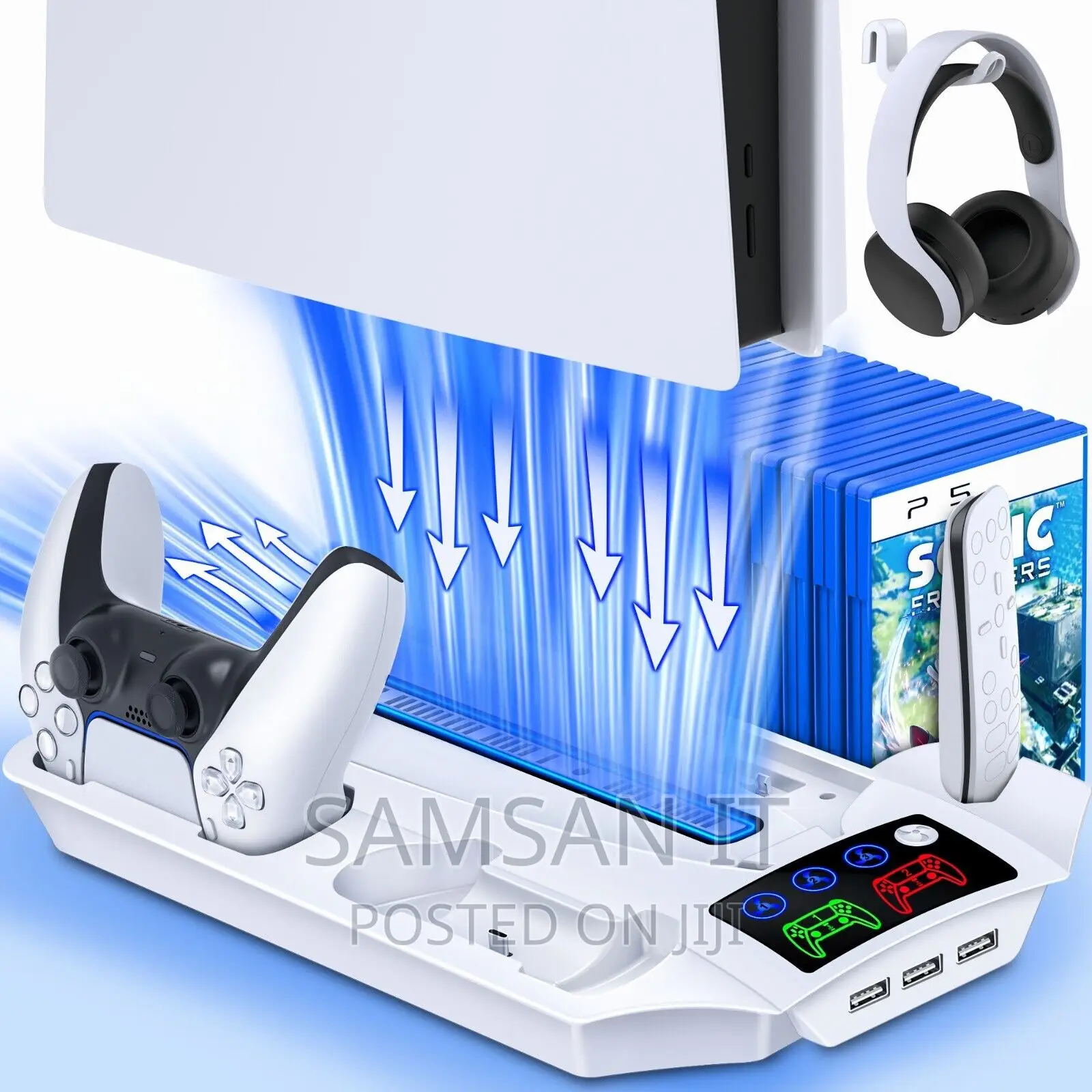 Universal Ps5 Cooling Stand With Charging Dock and Cd Stora