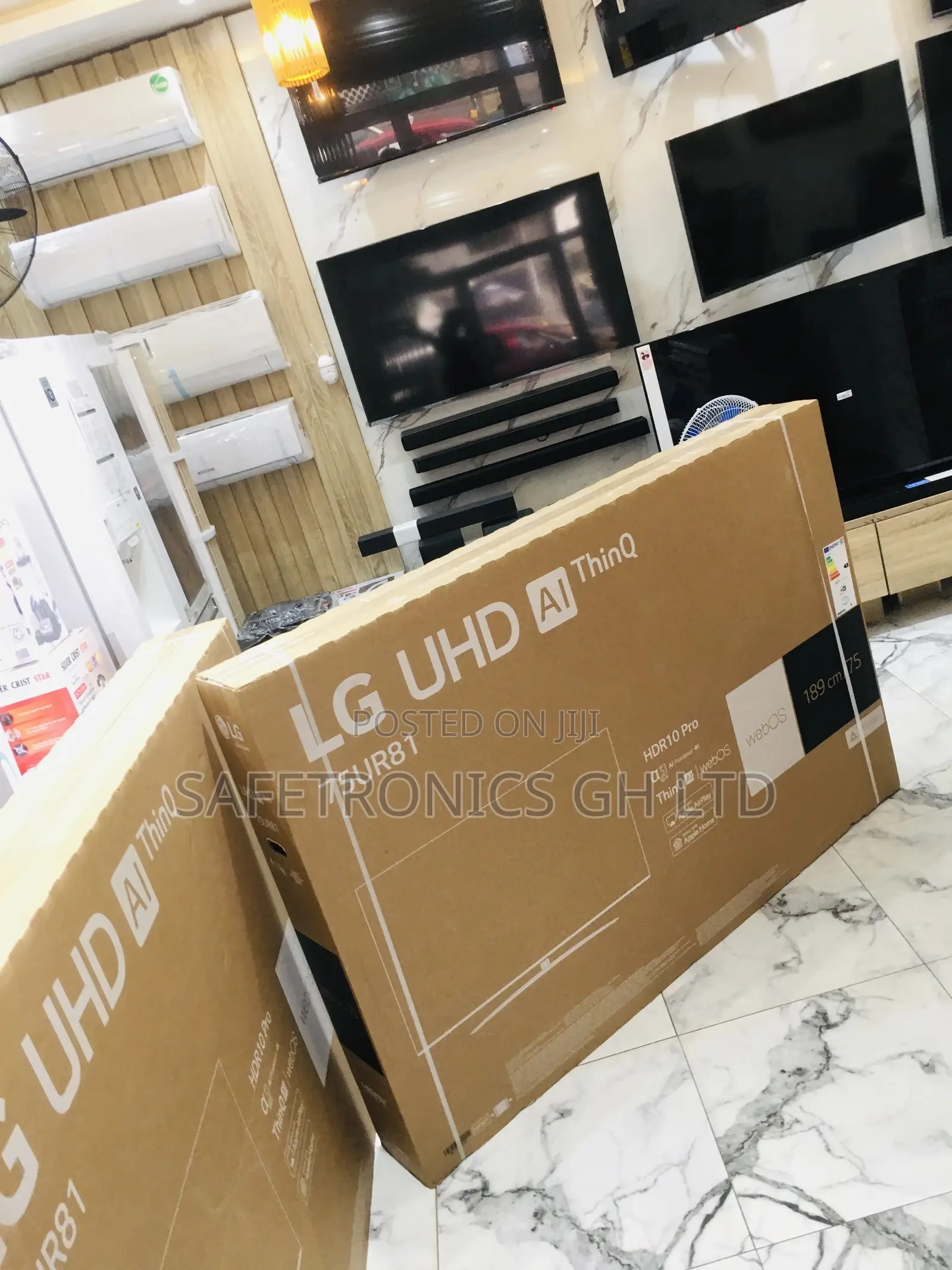 Glossy LED Smart 75 Inches LG UHD UR81 Black Electric Tv