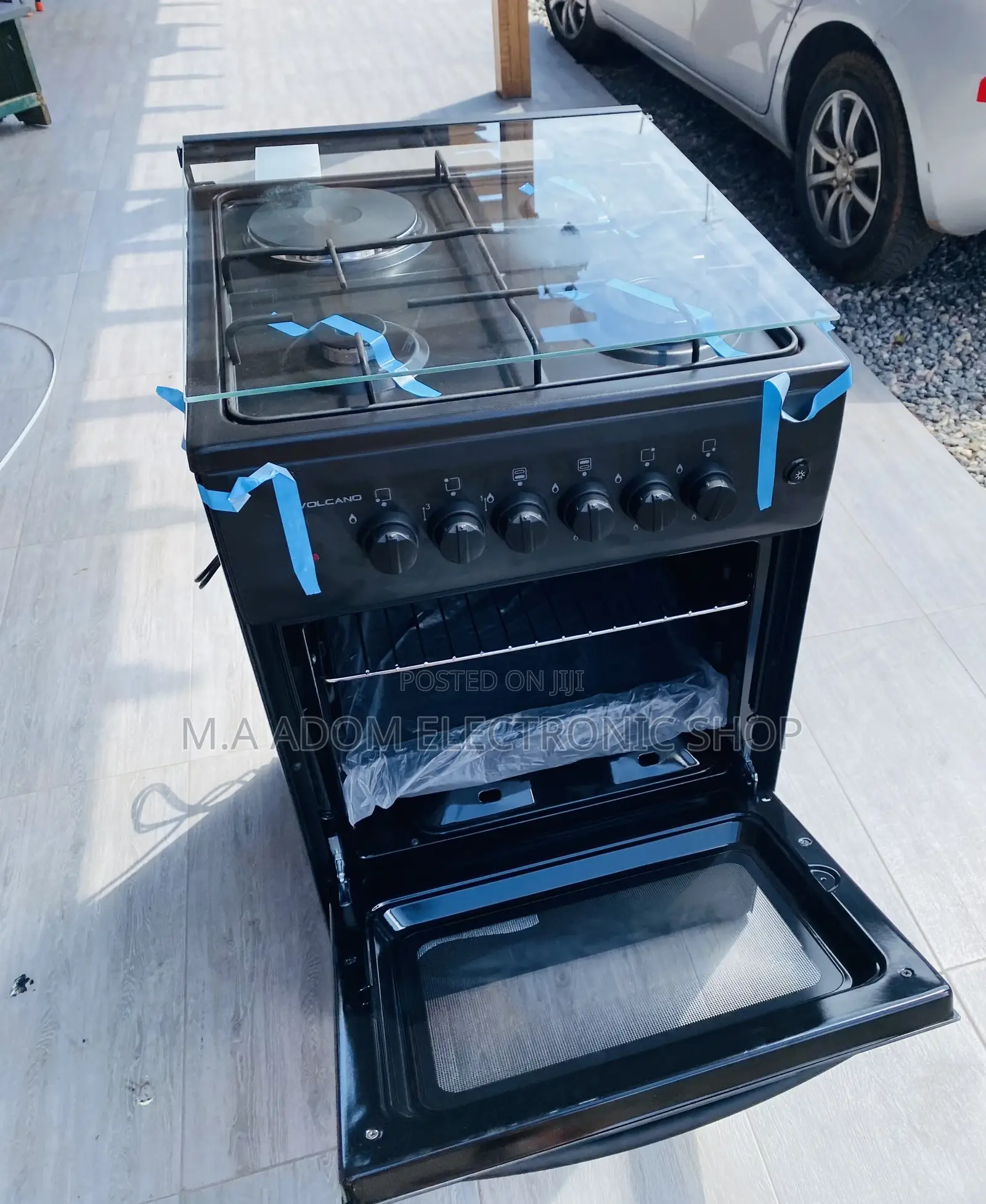 High Quality Volcano 50x50 3 Gas + 1 Electric Cooker(Black).