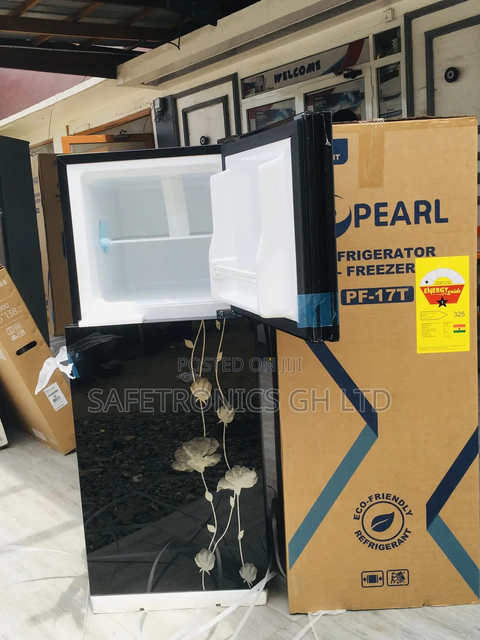 PF-17T Glass Pearl Glass Doubledoor Topfreezer Fridge