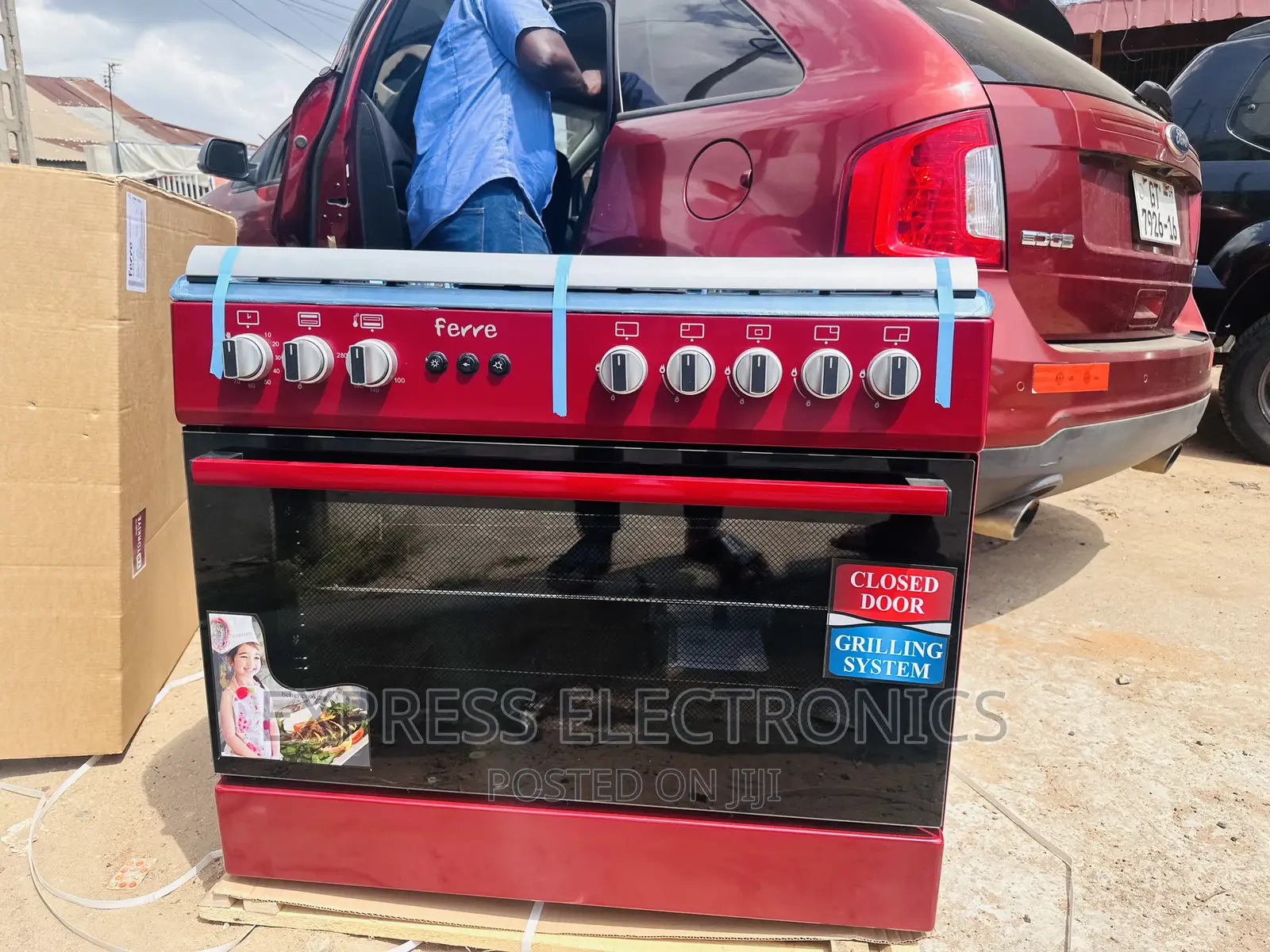 Multi Functional Stove Gas Cooker 5burner Oven Grill Red