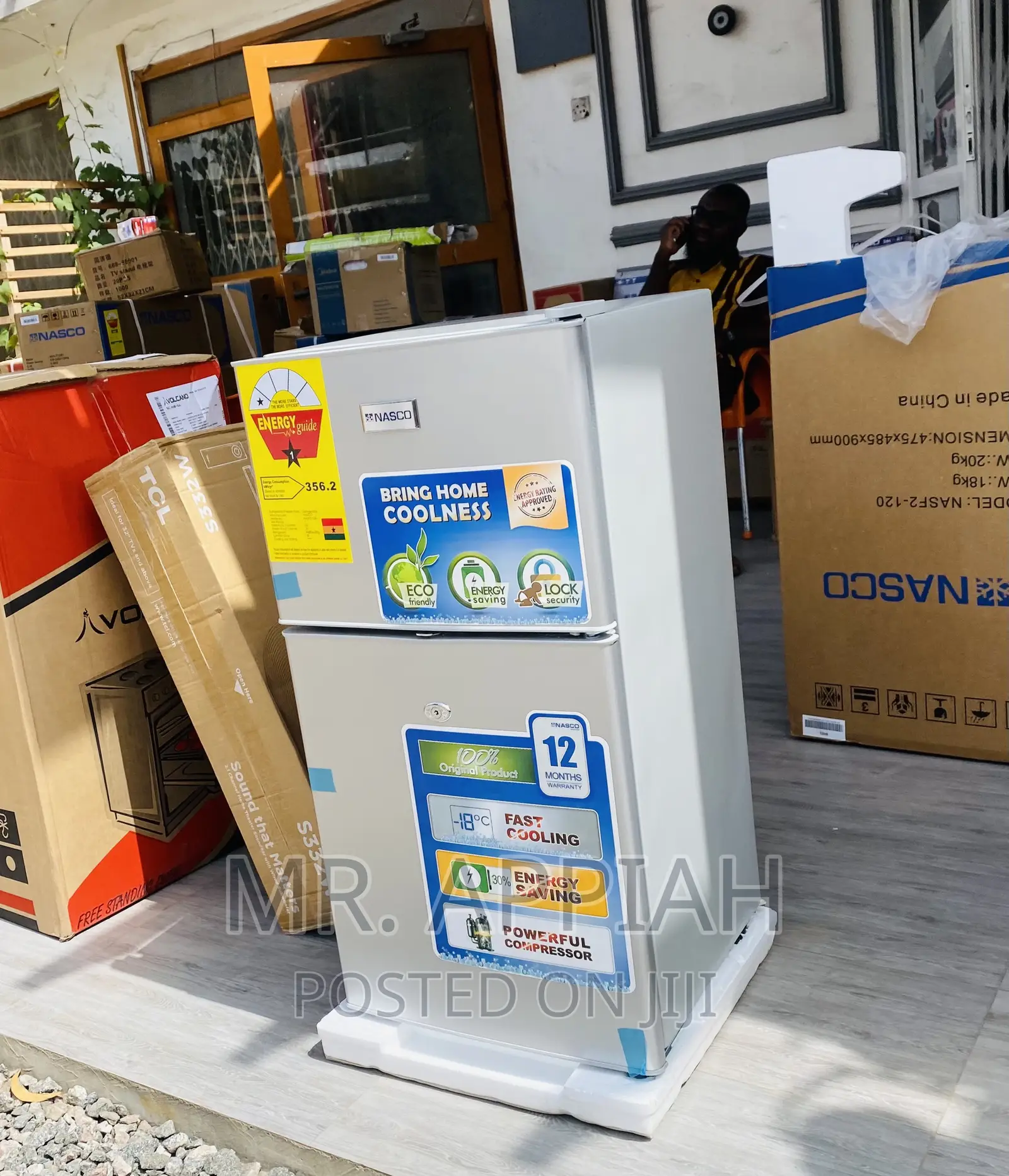 Brand New Nasco Nasf2-120 2 Door Electric Fridge(Silver).