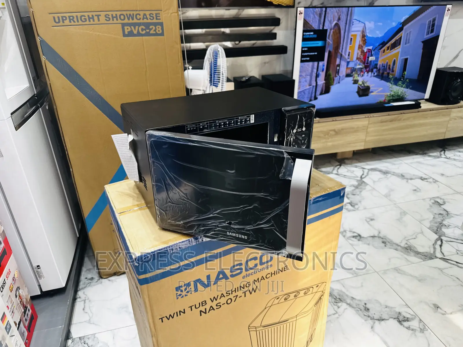 Black Sleek Samsung Ms23f301 Microwave Oven Grill System
