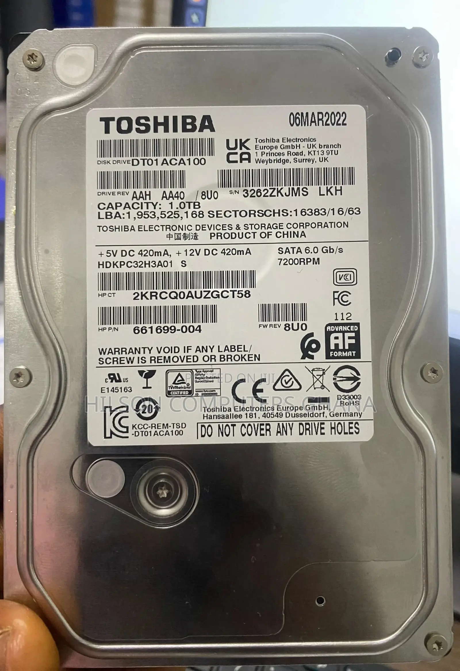 Toshiba Dt01aca100 1tb Sata Desktop Hard Drive