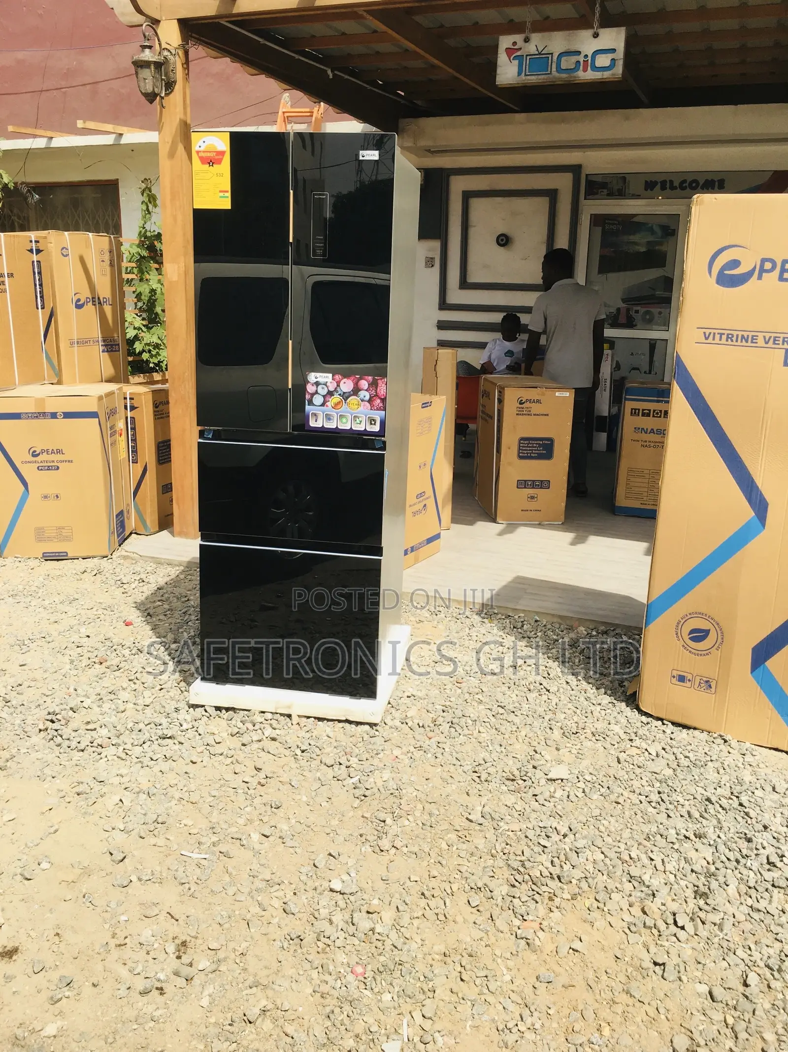 Glass Bottomfreezer Pearl 4 Doors Black PF-470BG Fridge