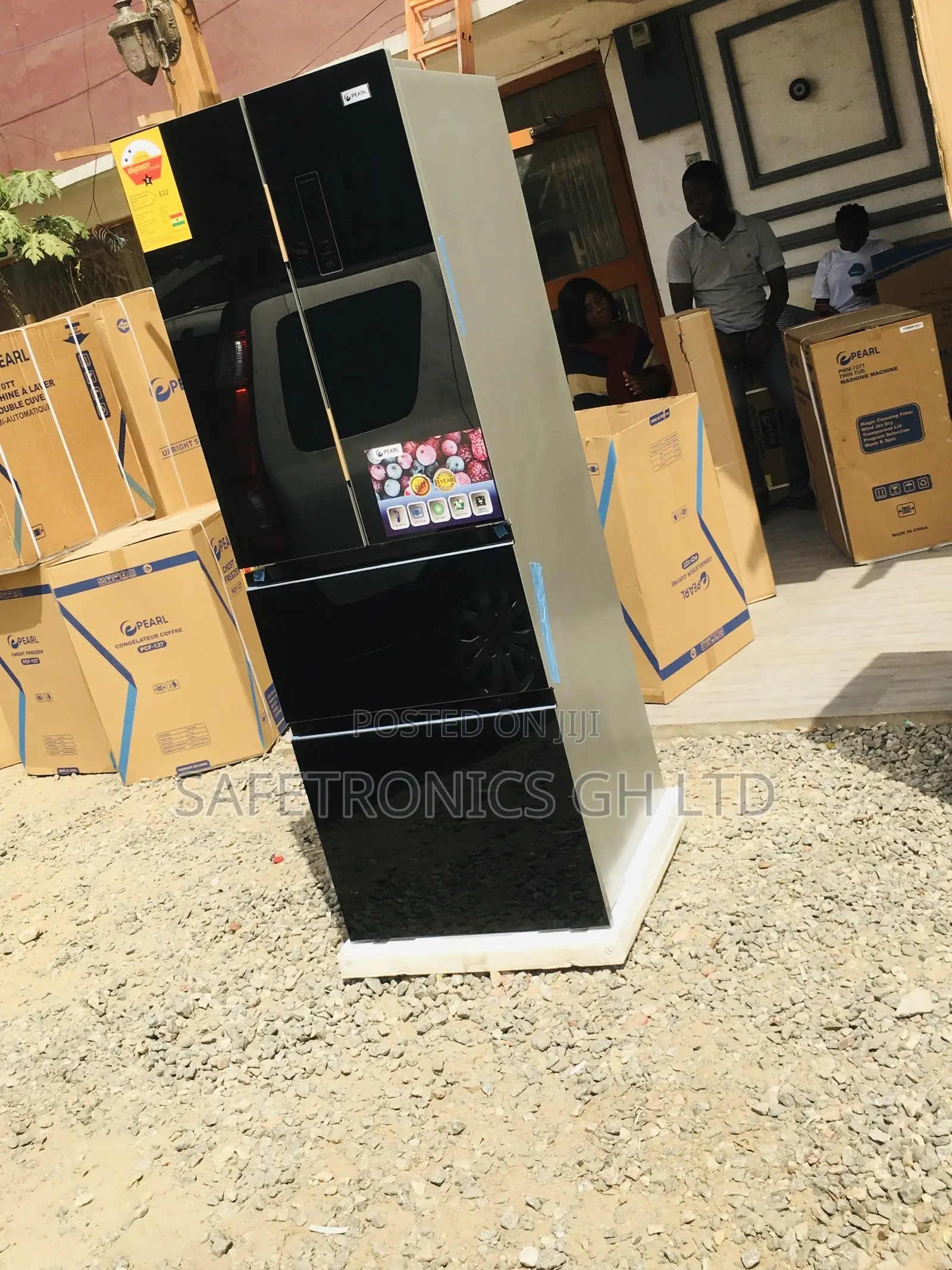 PF-470BG Bottomfreezer Black Pearl Glass 4 Doors Fridge