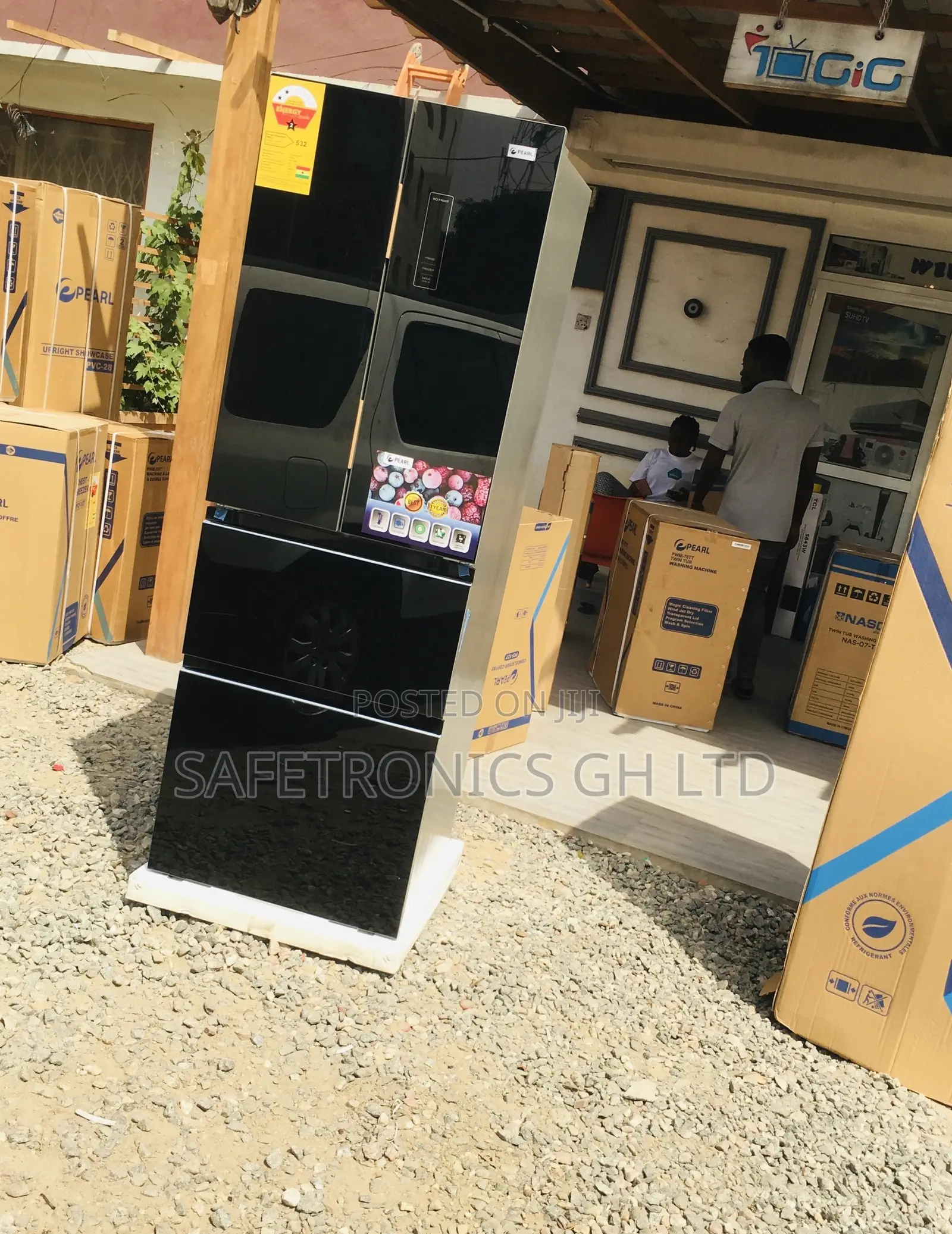  Glass Pearl 4 Doors PF-470BG Black Bottomfreezer Fridge