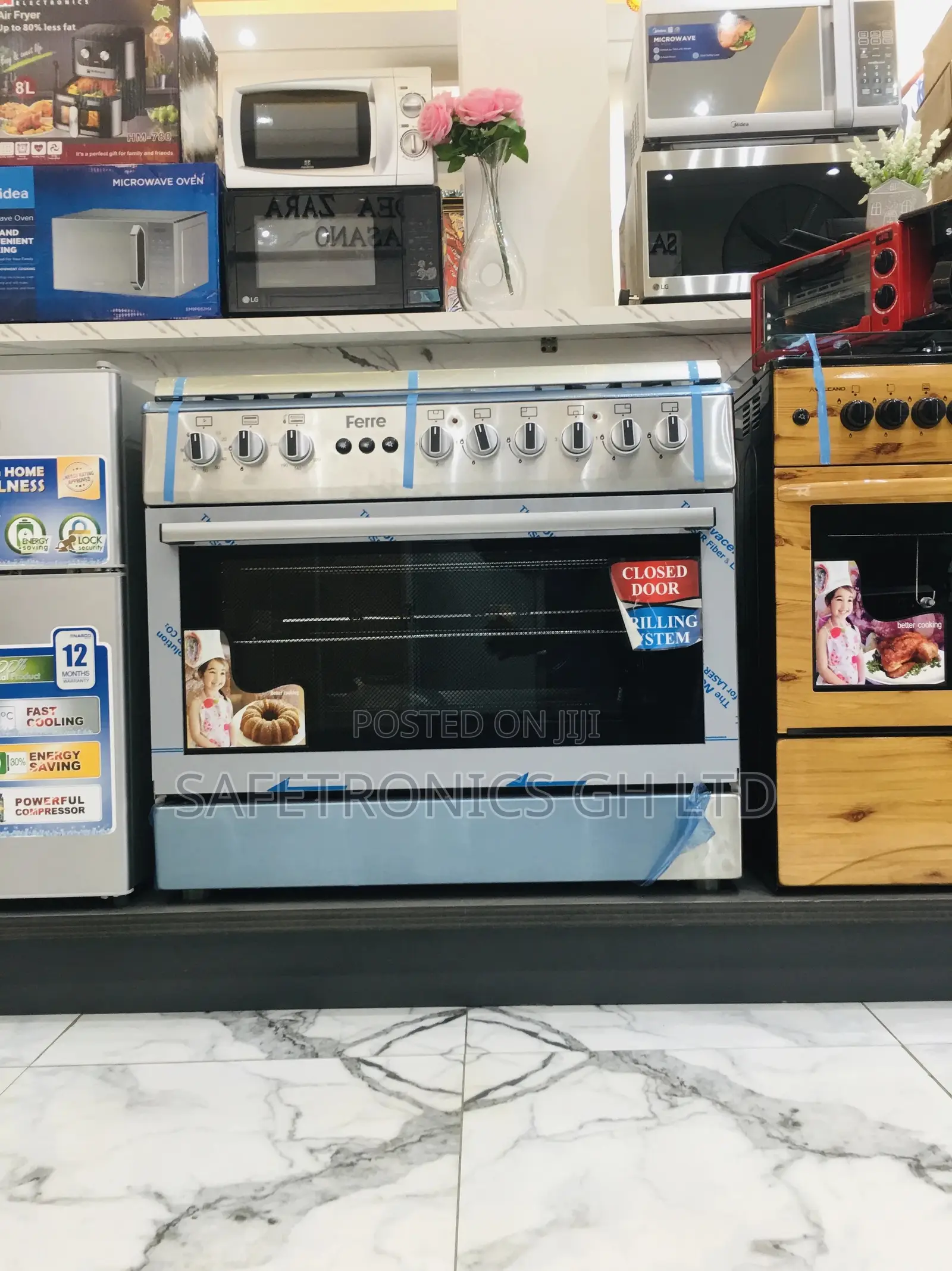 Ferre Glass Lid 4 Gas 2 Electric Oven With Grill 60x90
