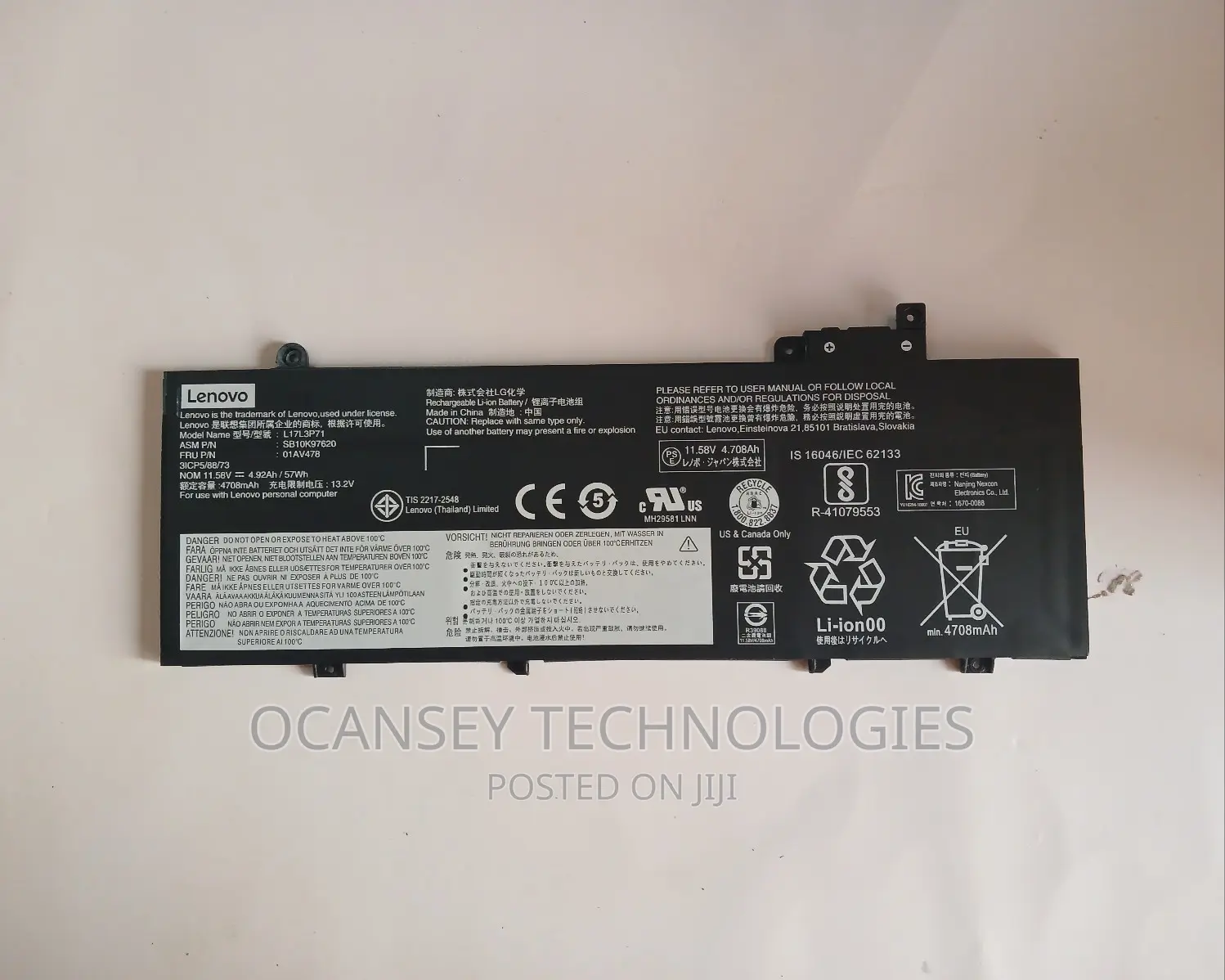 Original Lenovo T480s 01av478 Laptop Battery