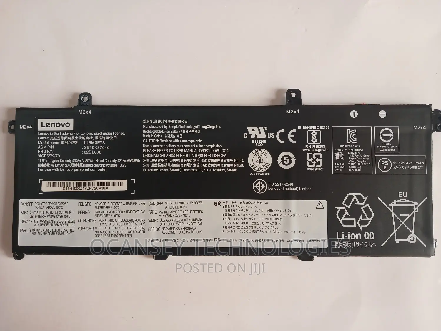 Original Lenovo L18m3p73 for T490 Laptop Battery