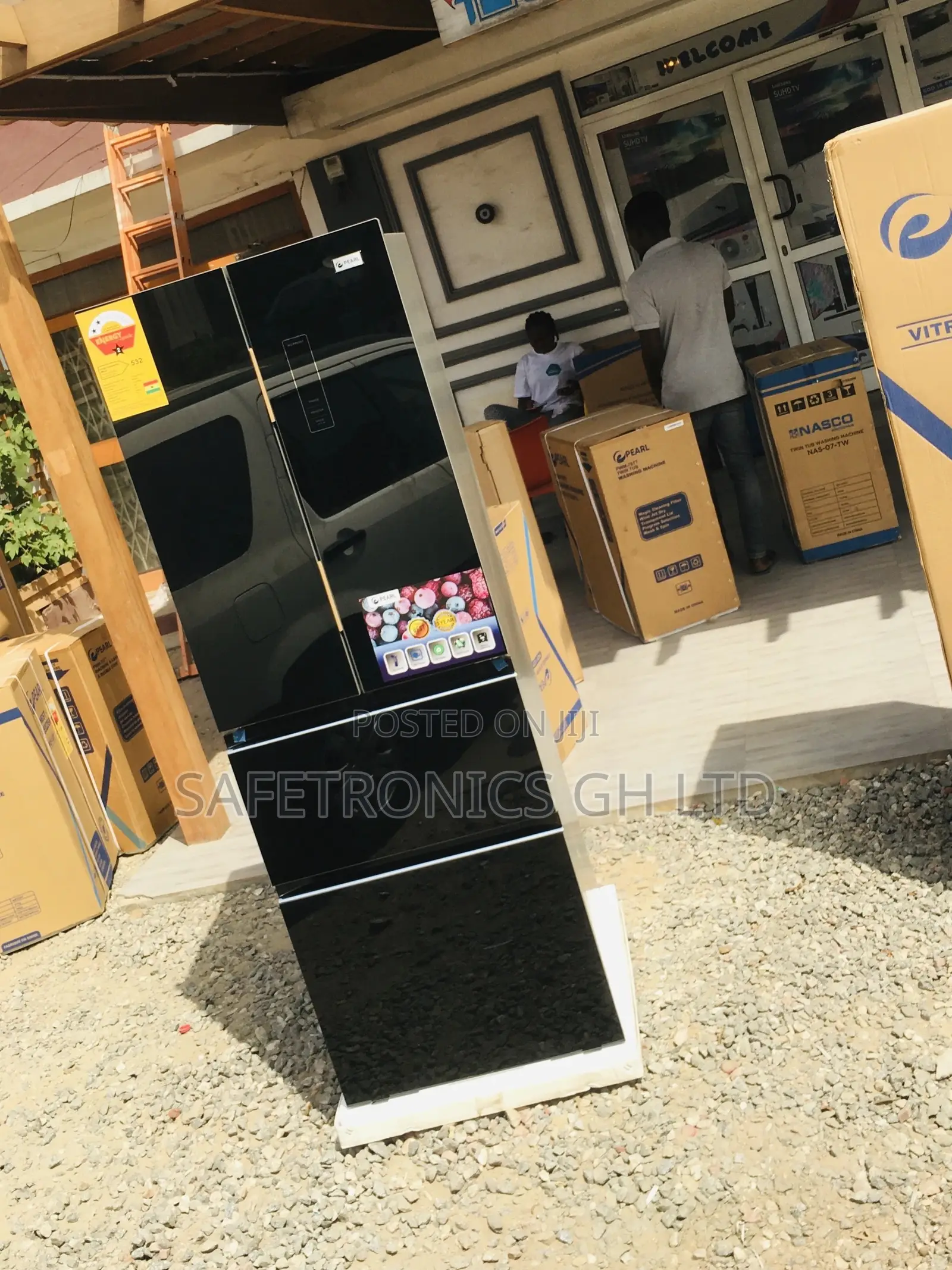 Black 4 Doors Glass Pearl Bottomfreezer PF-470BG Fridge