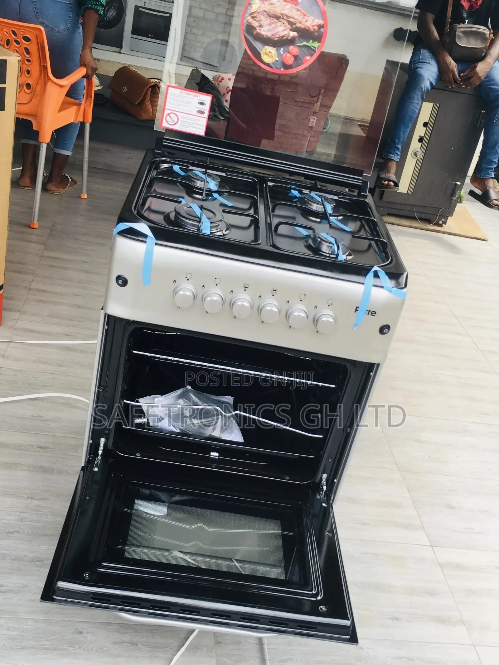 4 Gas 60x60 Ferre Gray Oven With Grill Glass Lid Cooker