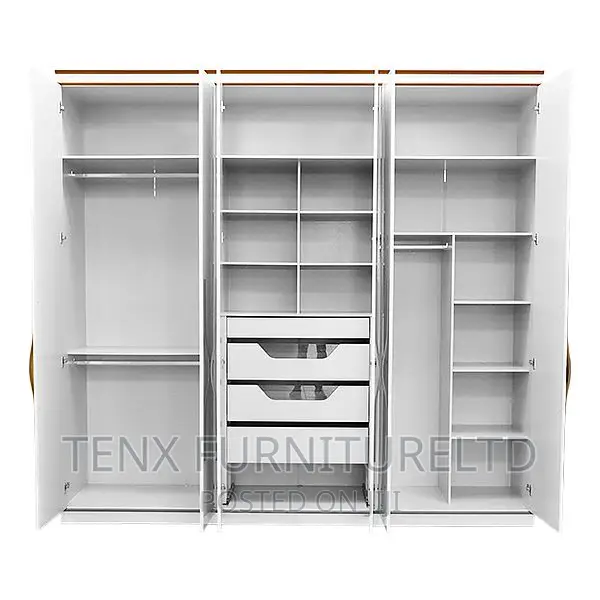 Wardrobe 6door Wood Off White/Brown Titanium